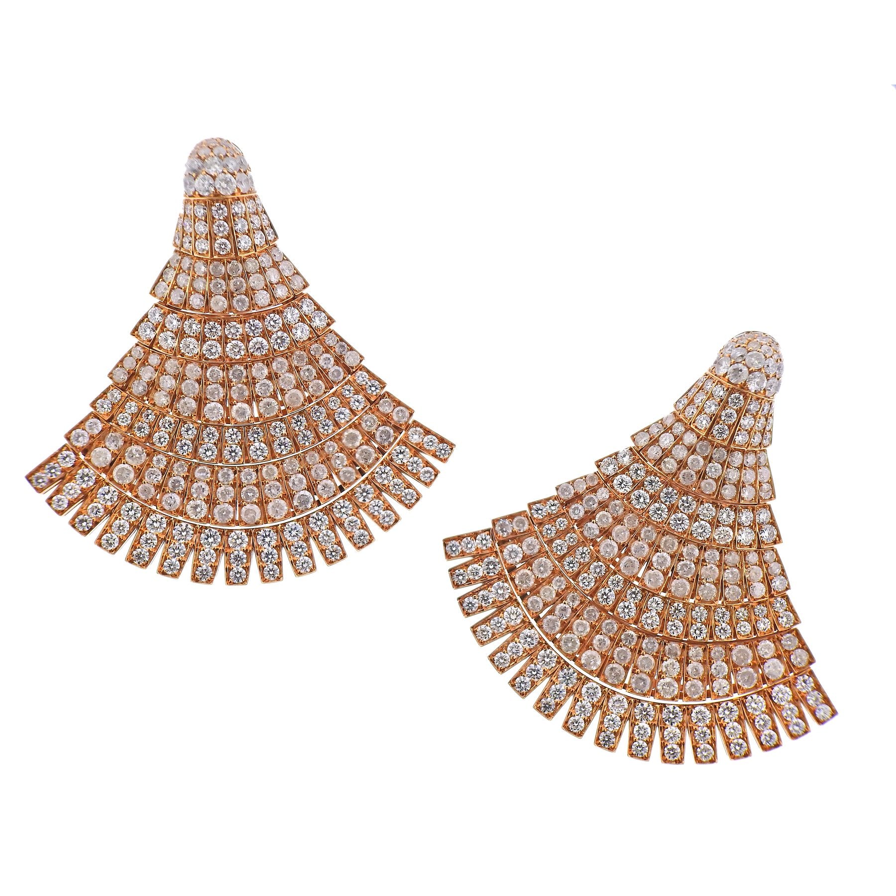 De Grisogono Ventaglio 18k White Gold Earrings w Diamonds Emerald