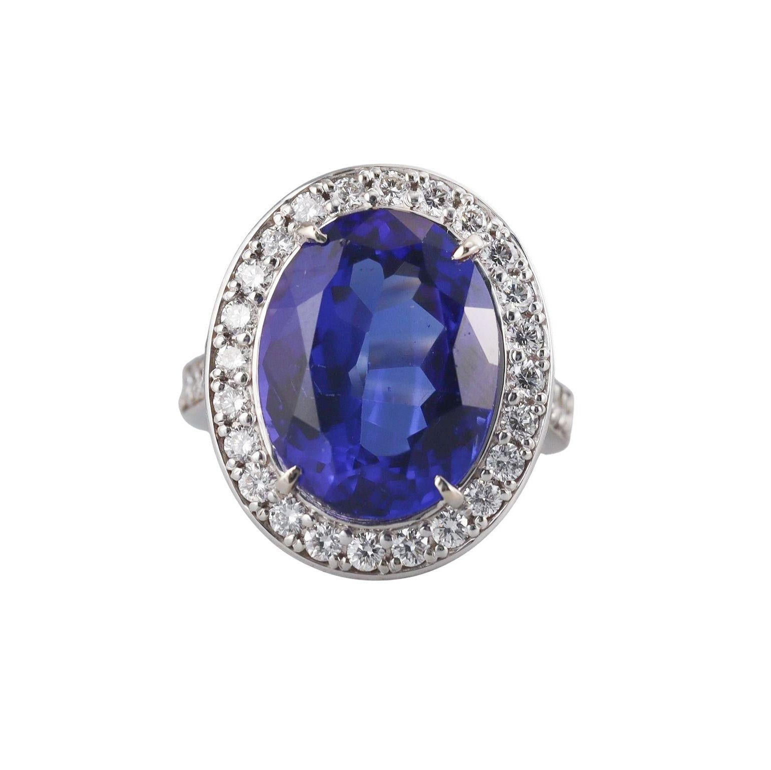 10.76ct Tanzanite Diamond Gold Cocktail Ring