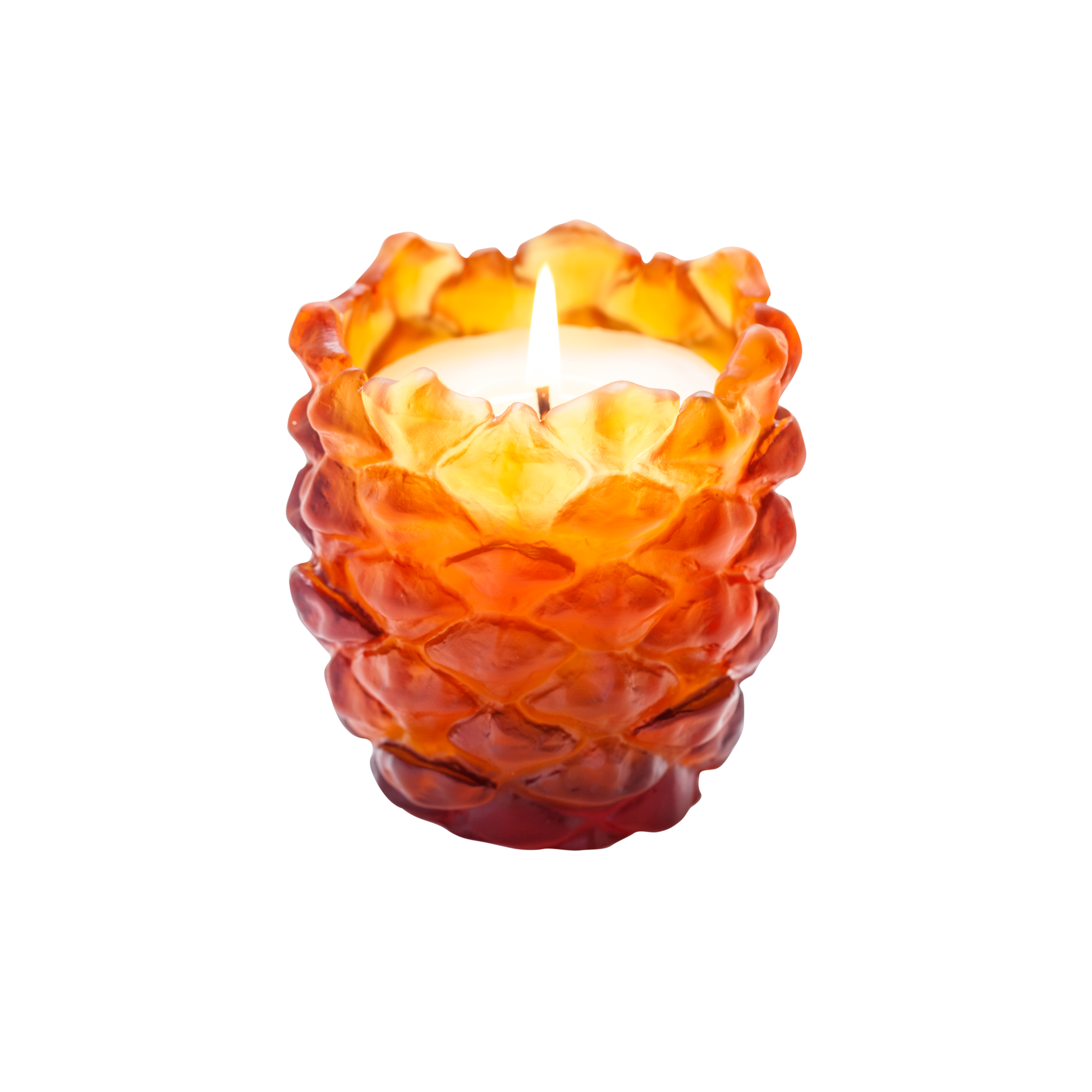 Brand New Daum Crystal Pomme De Pin Bougie Ambre Senteur Candle 05435-1