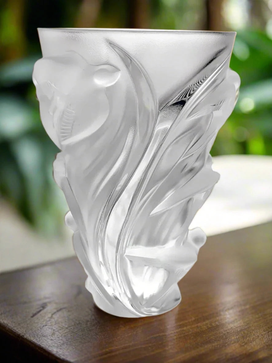 New Old Stock Lalique Martinets Crystal Vase J090