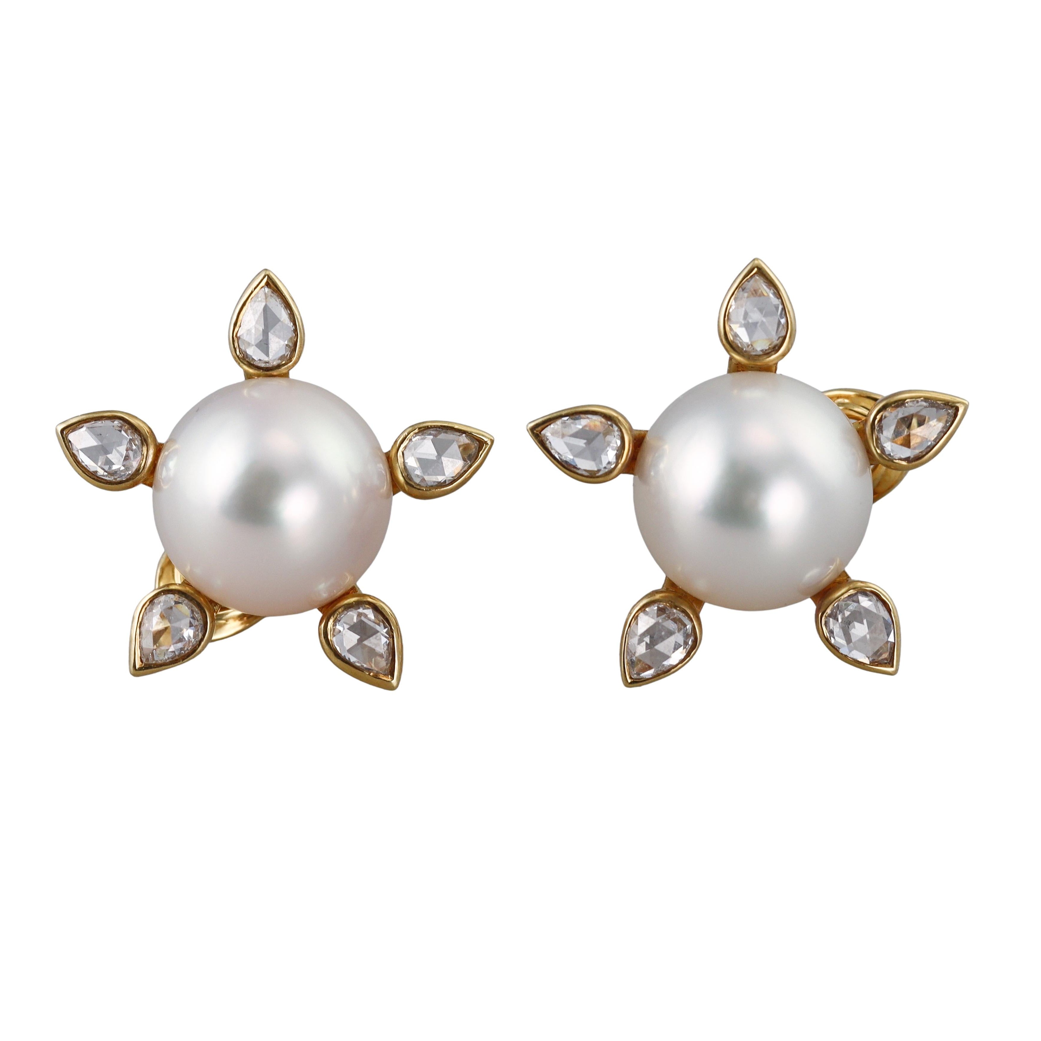 South Sea Pearl Diamond Gold Earrings