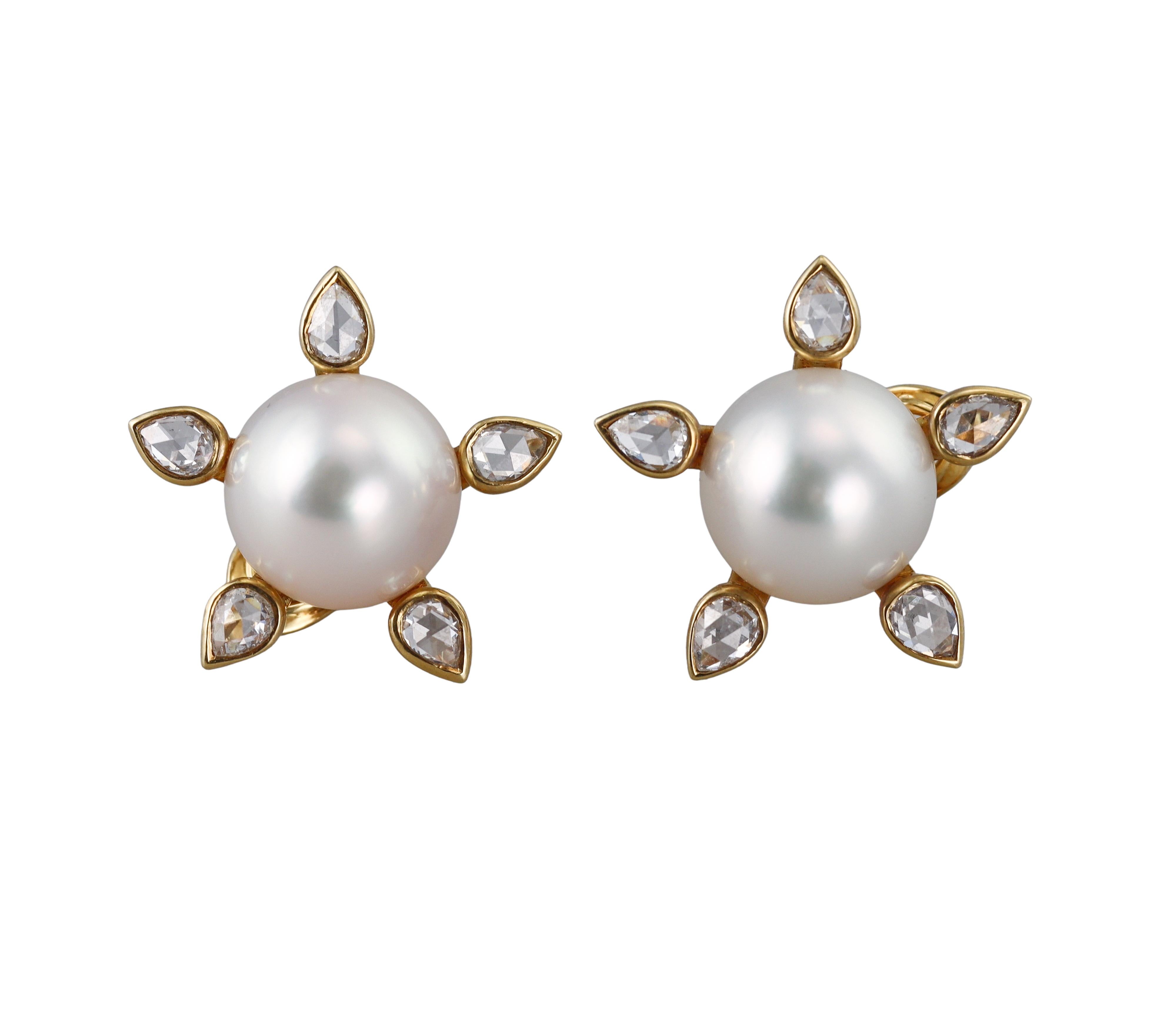 South Sea Pearl Diamond Gold Earrings
