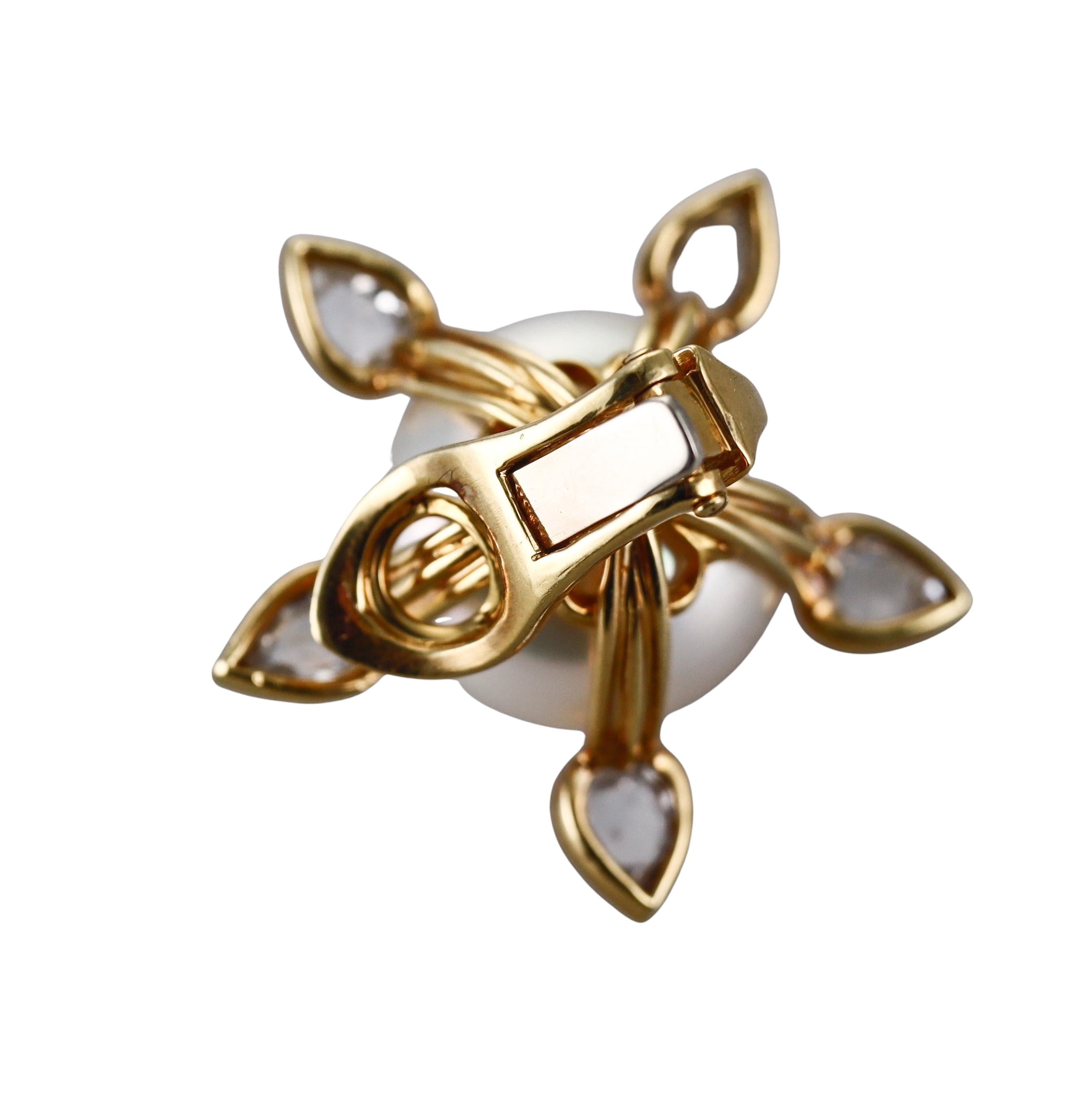 South Sea Pearl Diamond Gold Earrings