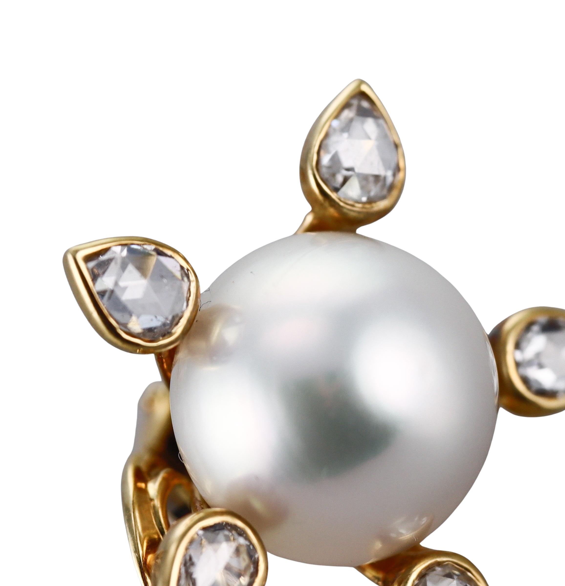 South Sea Pearl Diamond Gold Earrings