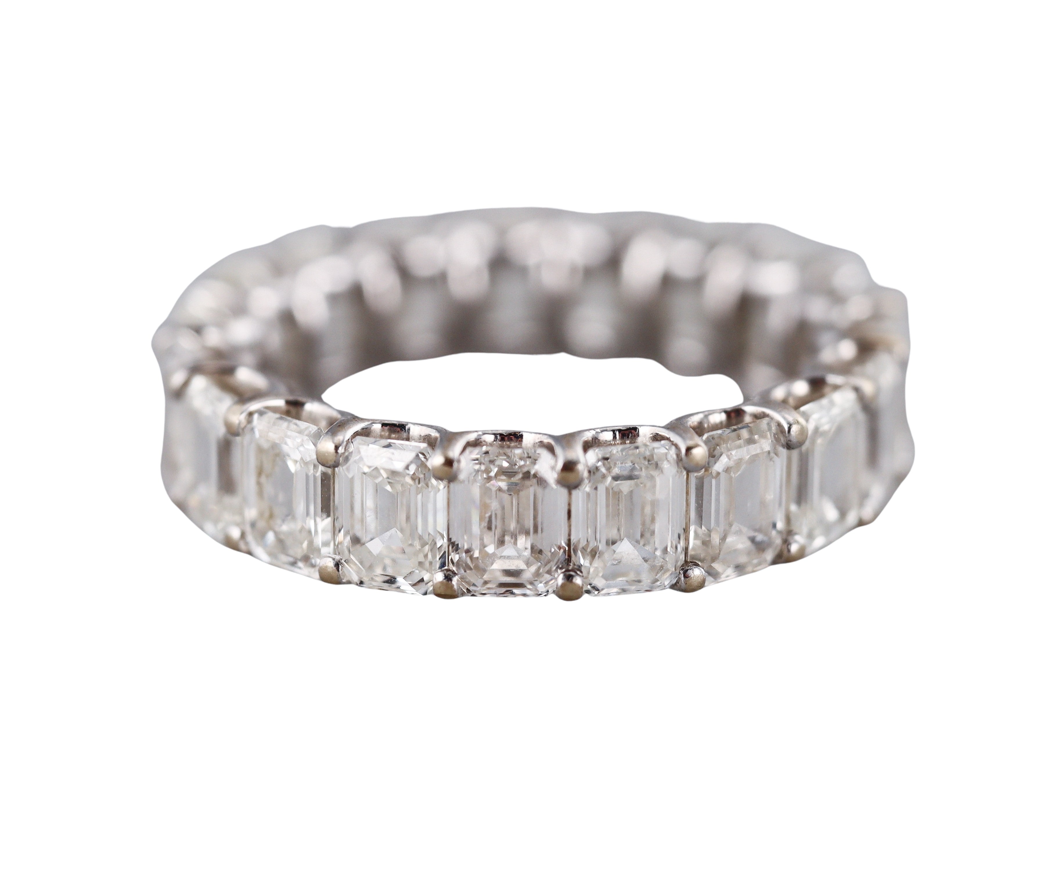 Platinum 5.50ctw Emerald Cut Diamond Eternity Wedding Band Ring
