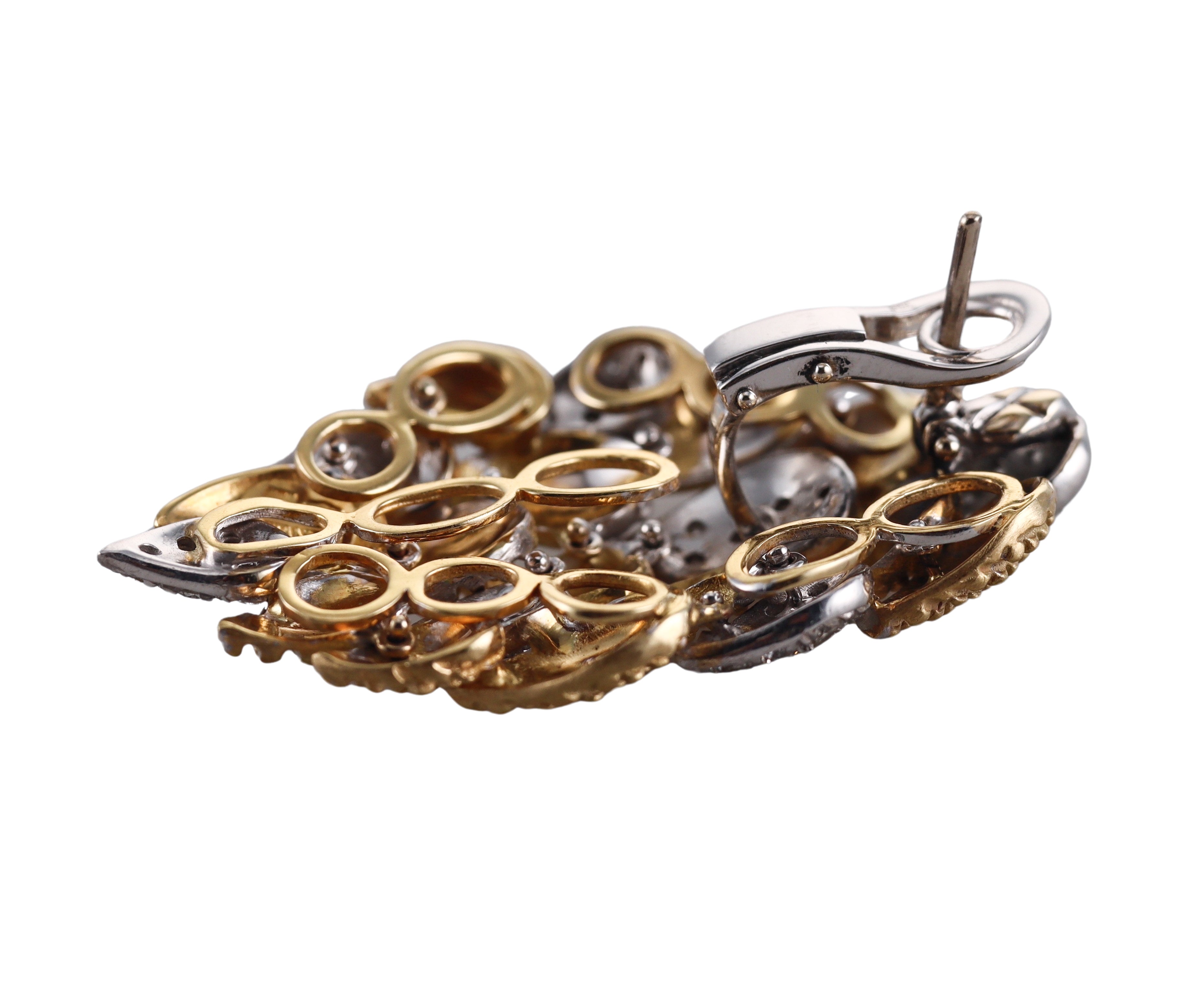 Piranesi Gold Diamond Leaf Motif Earrings