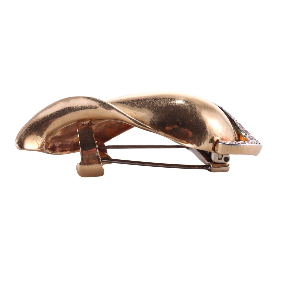 Seaman Schepps Vintage Gold Diamond Leaf Brooch Set