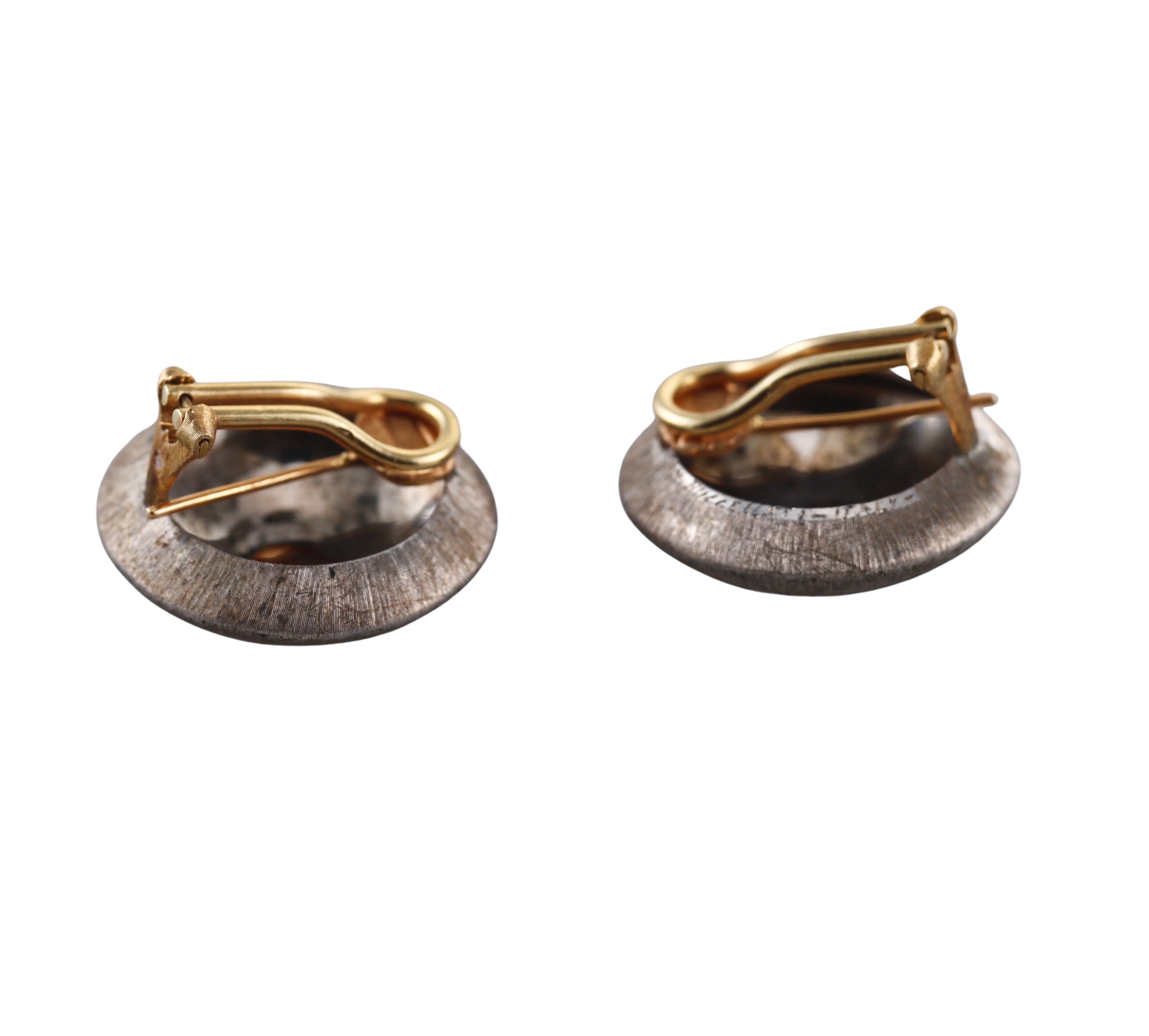 Mario Buccellati Macri Silver Gold Large Button Earrings