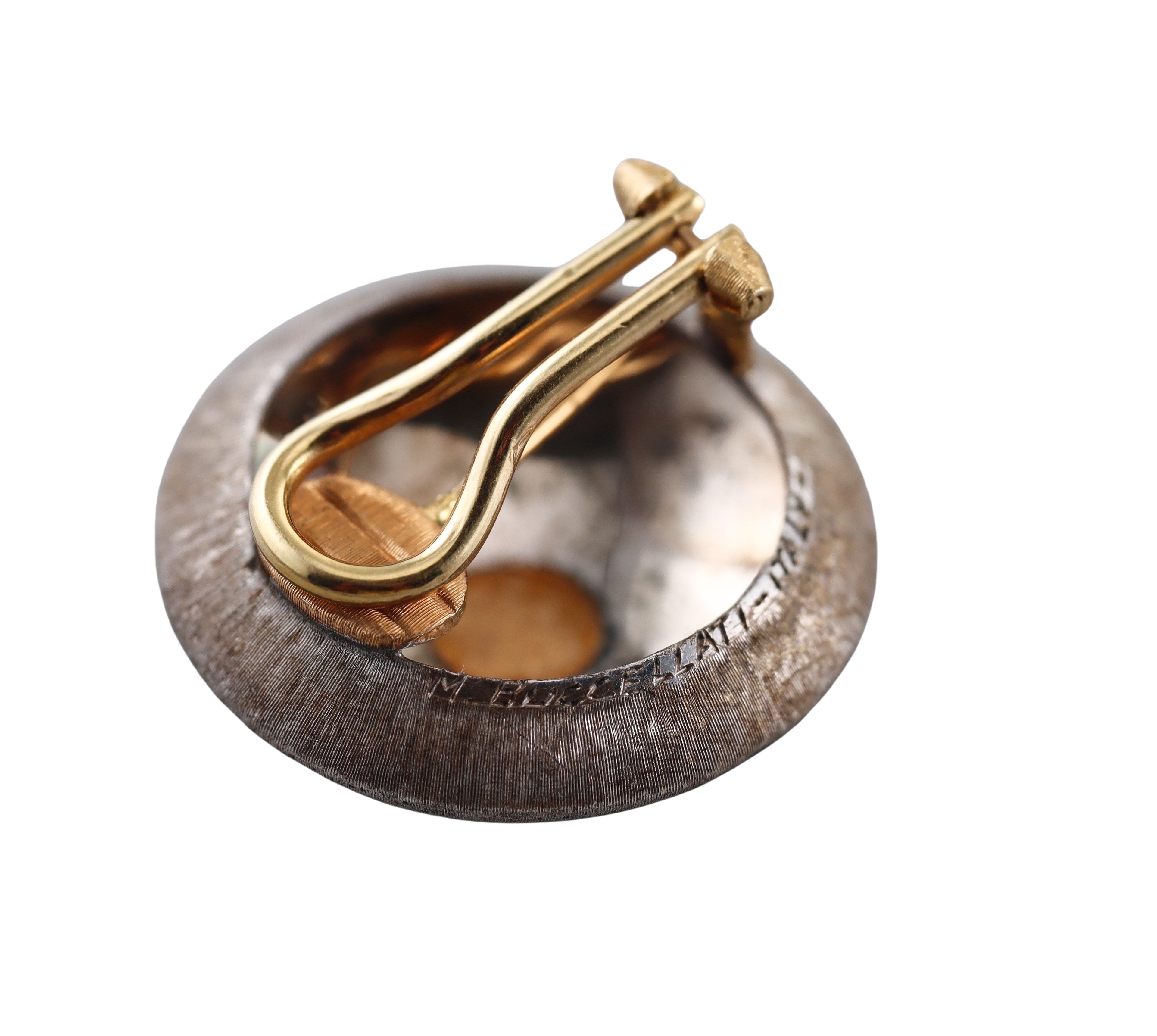 Mario Buccellati Macri Silver Gold Large Button Earrings