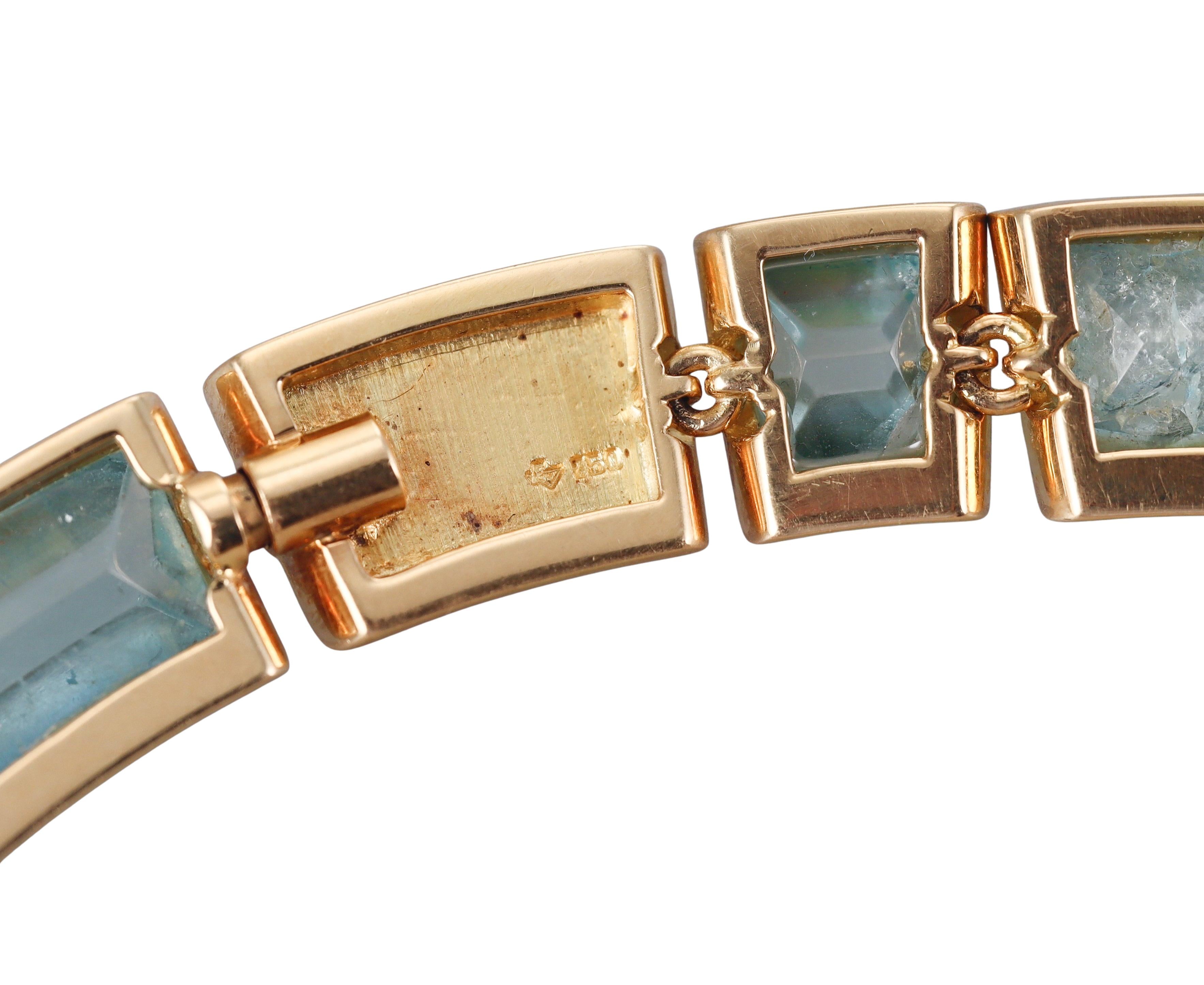 1970s Modernist Aquamarine Gold Necklace