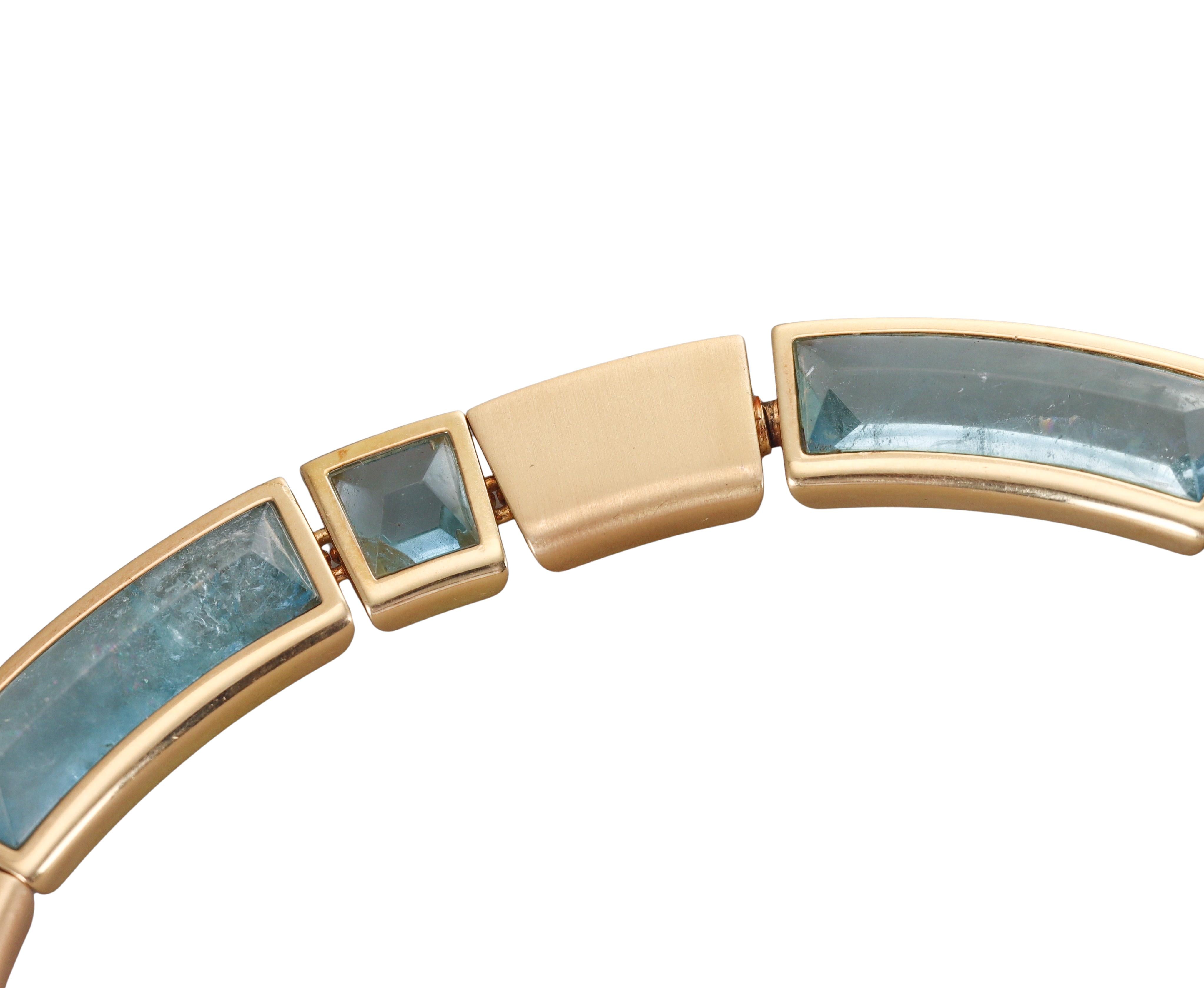 1970s Modernist Aquamarine Gold Necklace