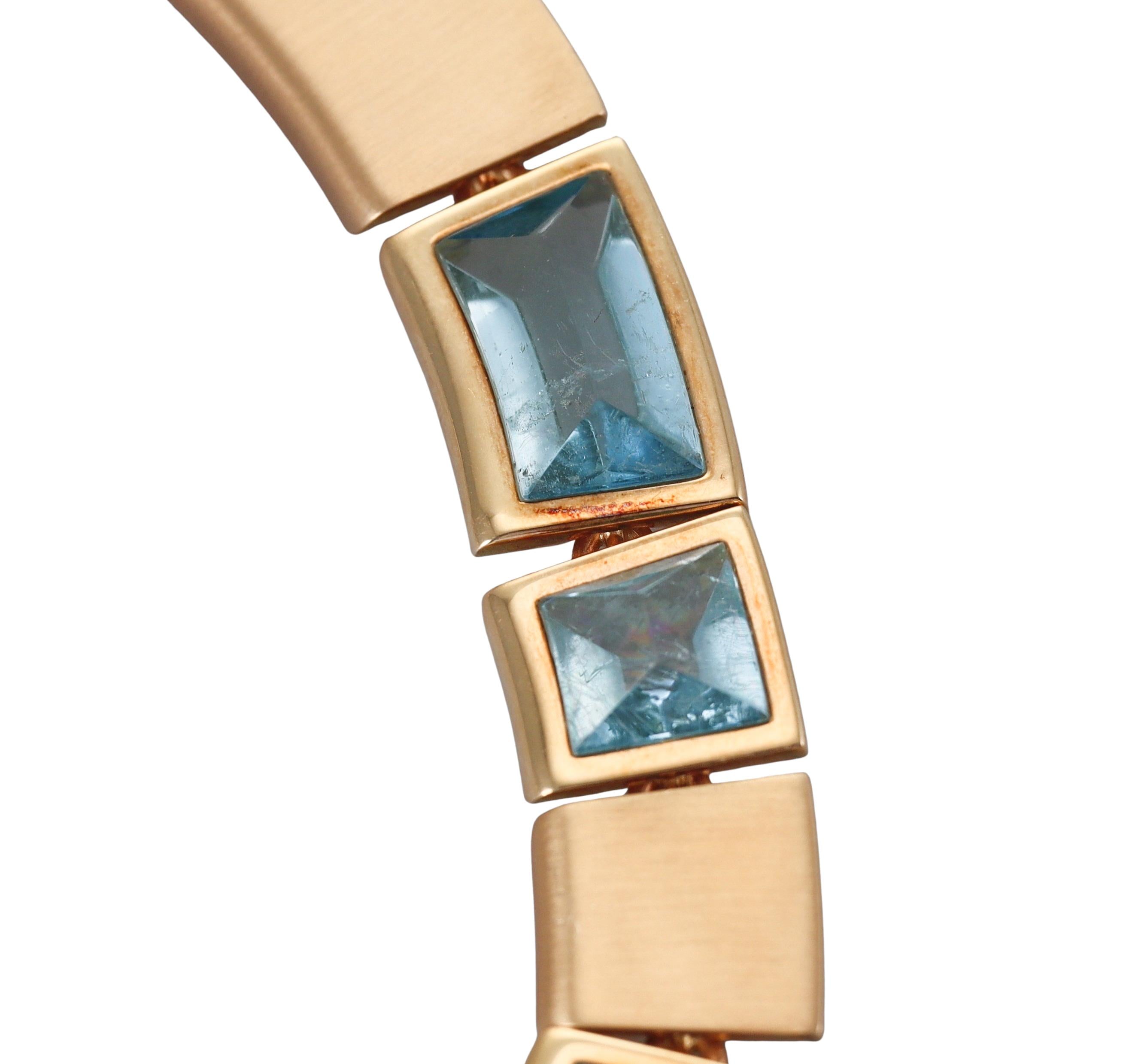 1970s Modernist Aquamarine Gold Necklace
