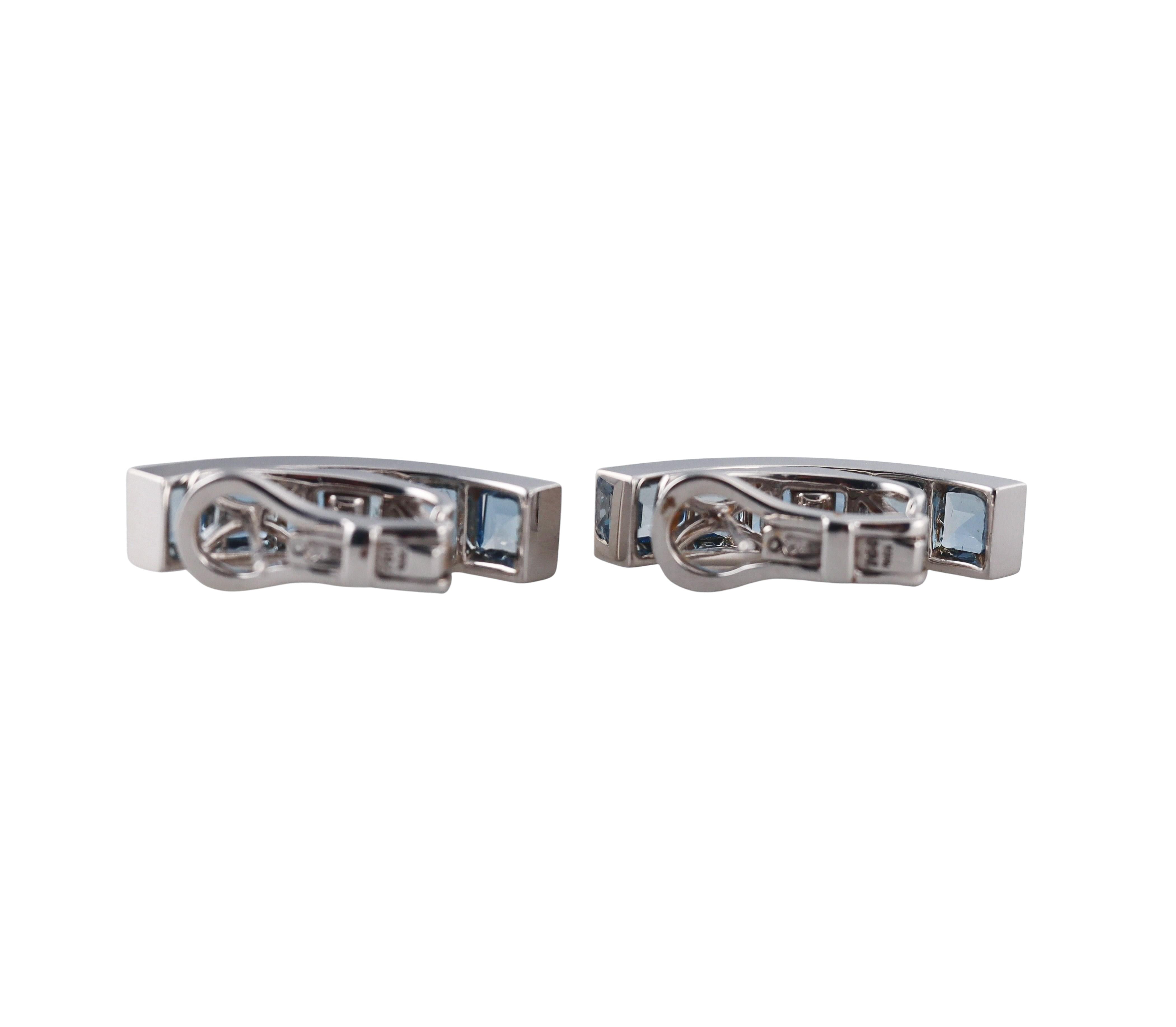 Garrard Blue Topaz Gold Hoop Earrings