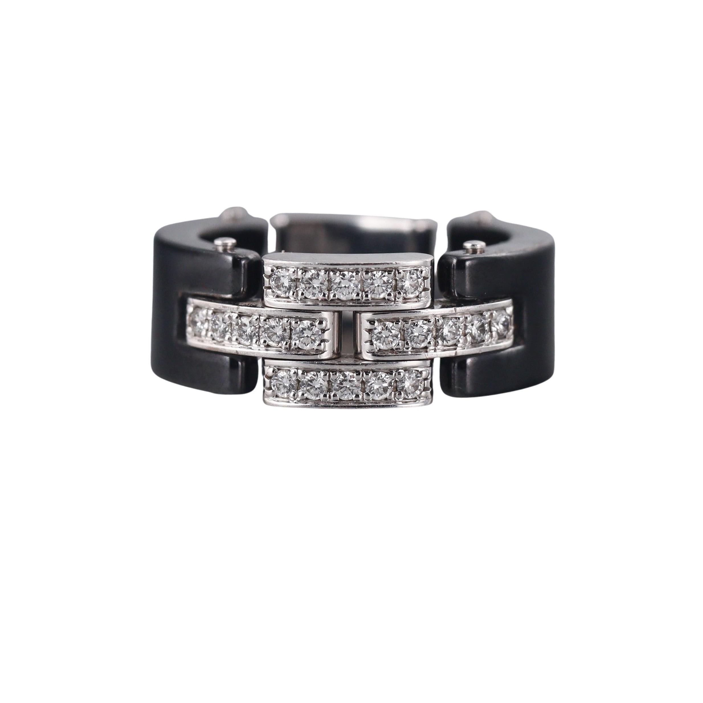 Cartier Maillon Panthere Ceramic Gold Diamond Ring