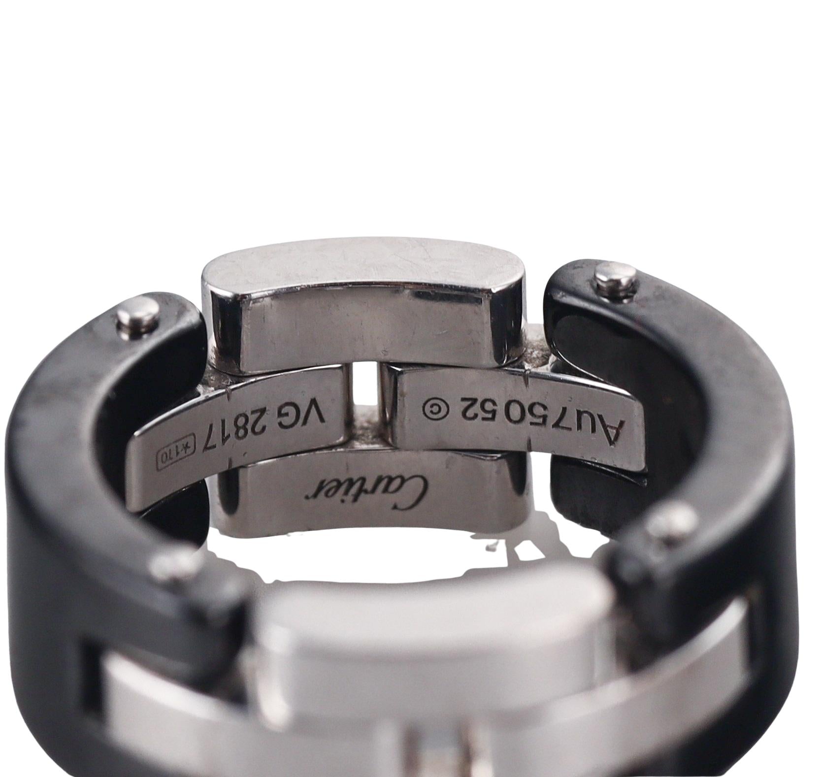 Cartier Maillon Panthere Ceramic Gold Diamond Ring