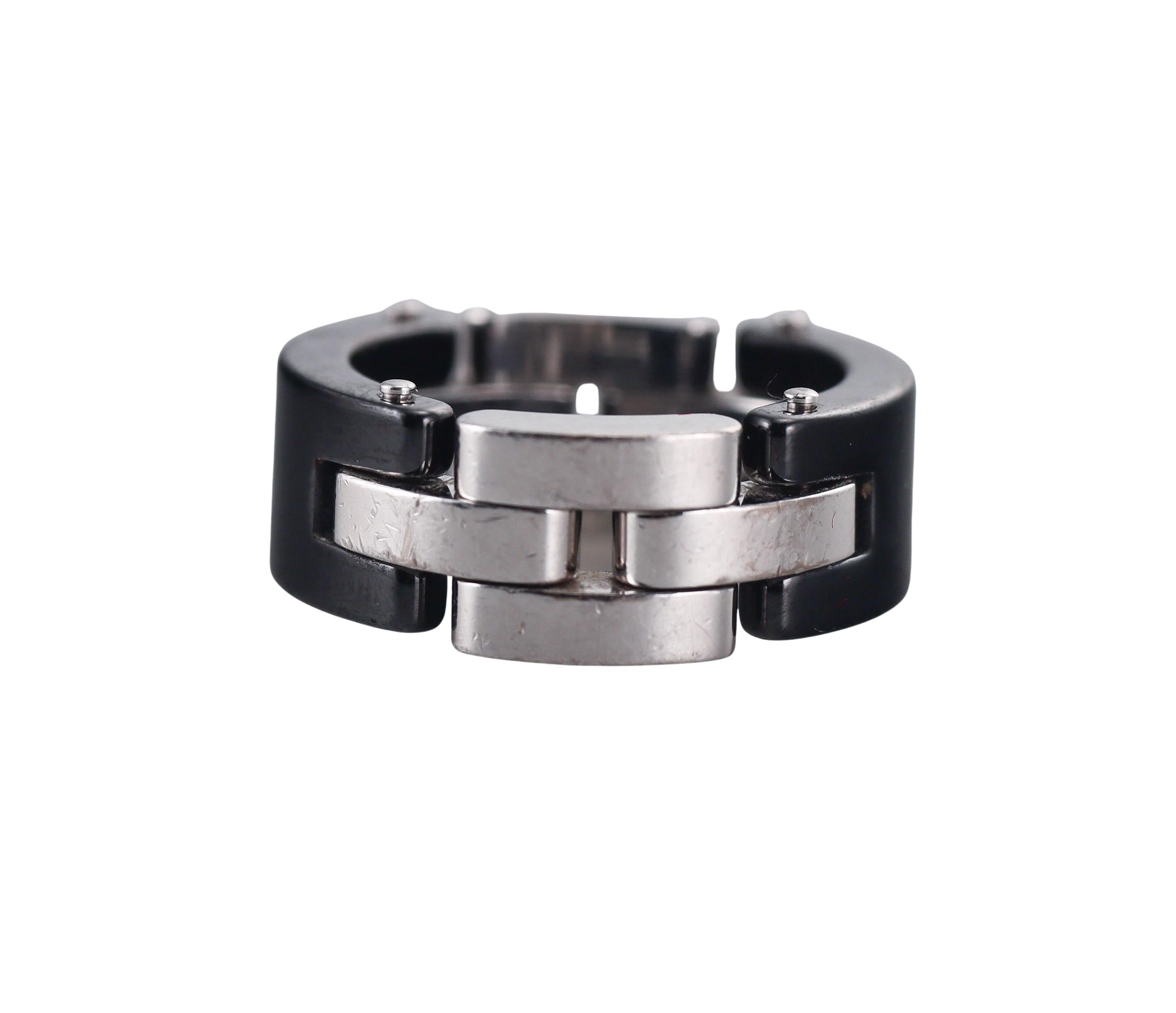 Cartier Maillon Panthere Ceramic Gold Diamond Ring