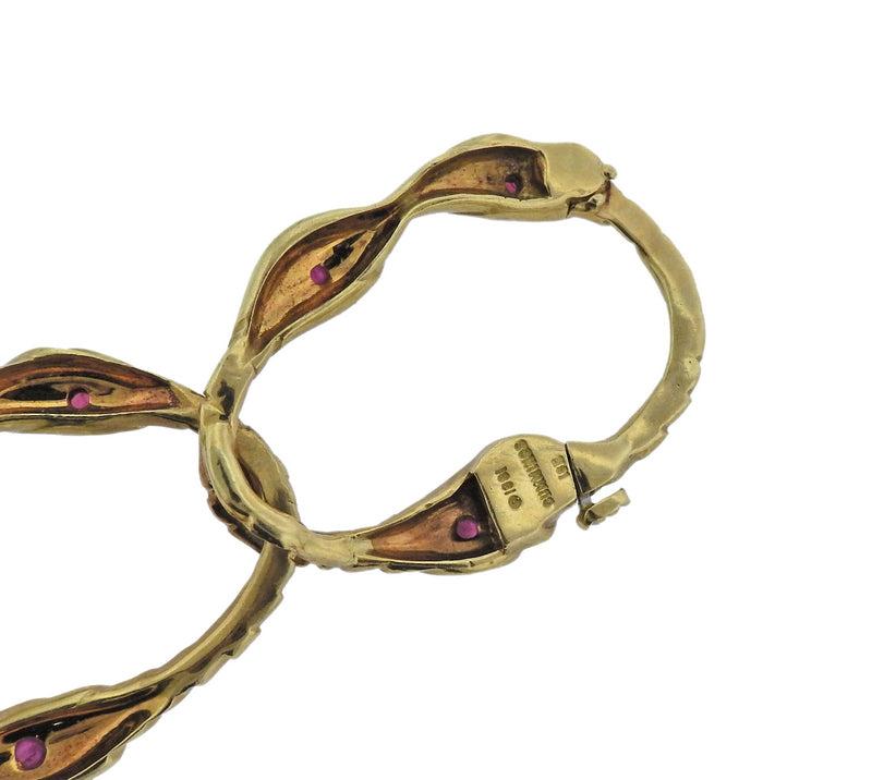 1980s Angela Cummings Ruby Gold Link Necklace
