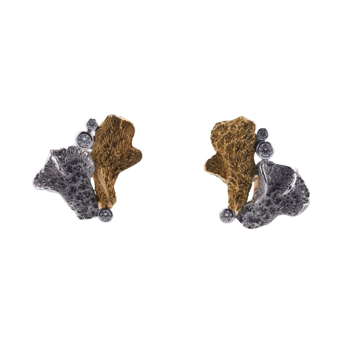 Gilbert Albert Diamond Gold Free Form Earrings