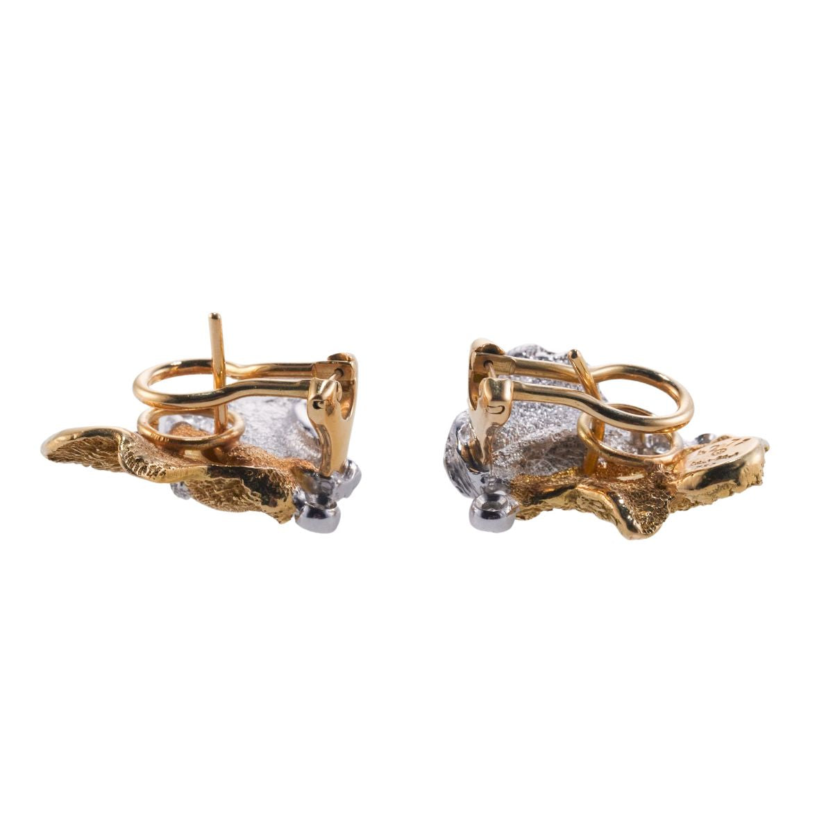 Gilbert Albert Diamond Gold Free Form Earrings
