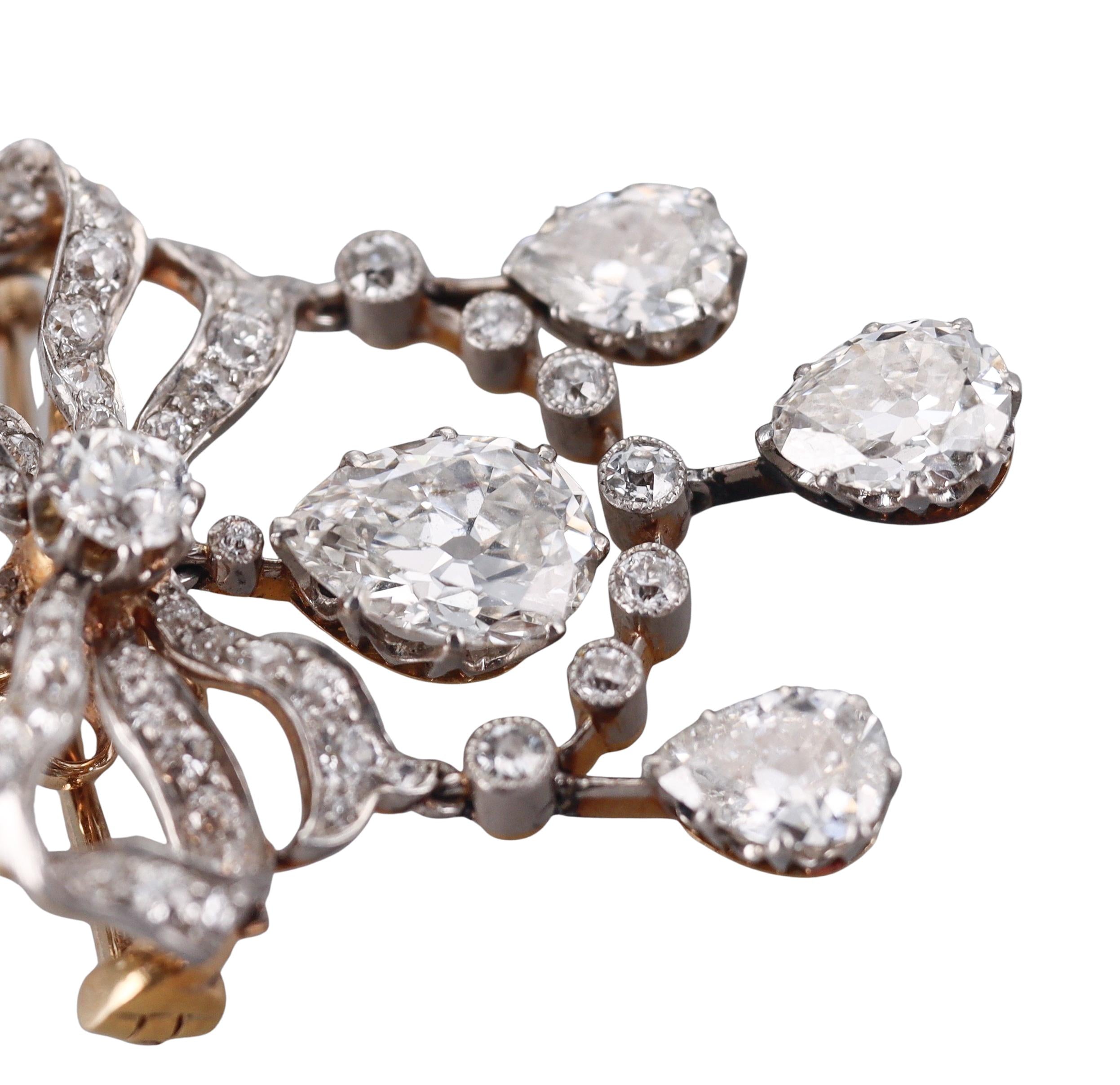 Antique Diamond Gold Platinum Brooch Pendant