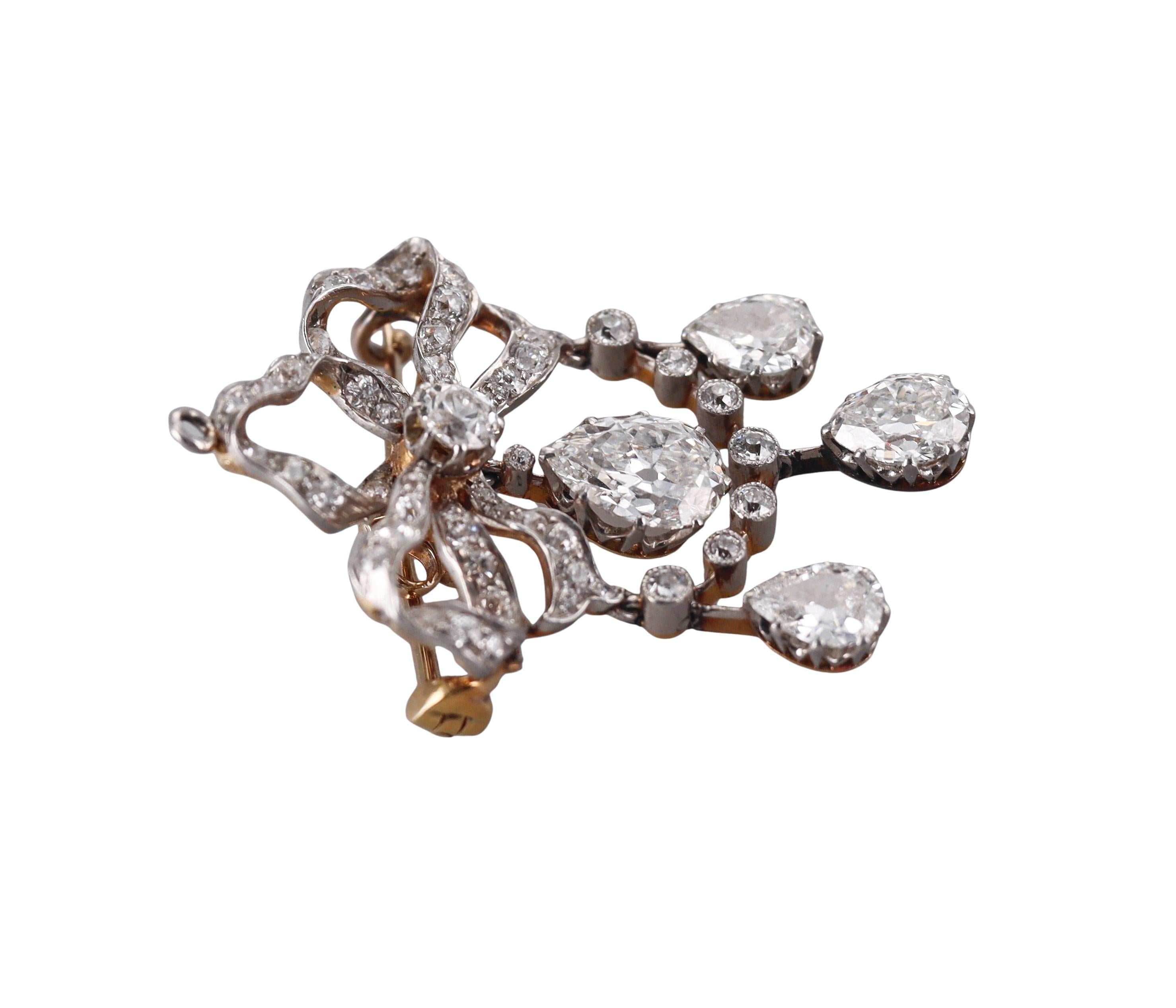 Antique Diamond Gold Platinum Brooch Pendant