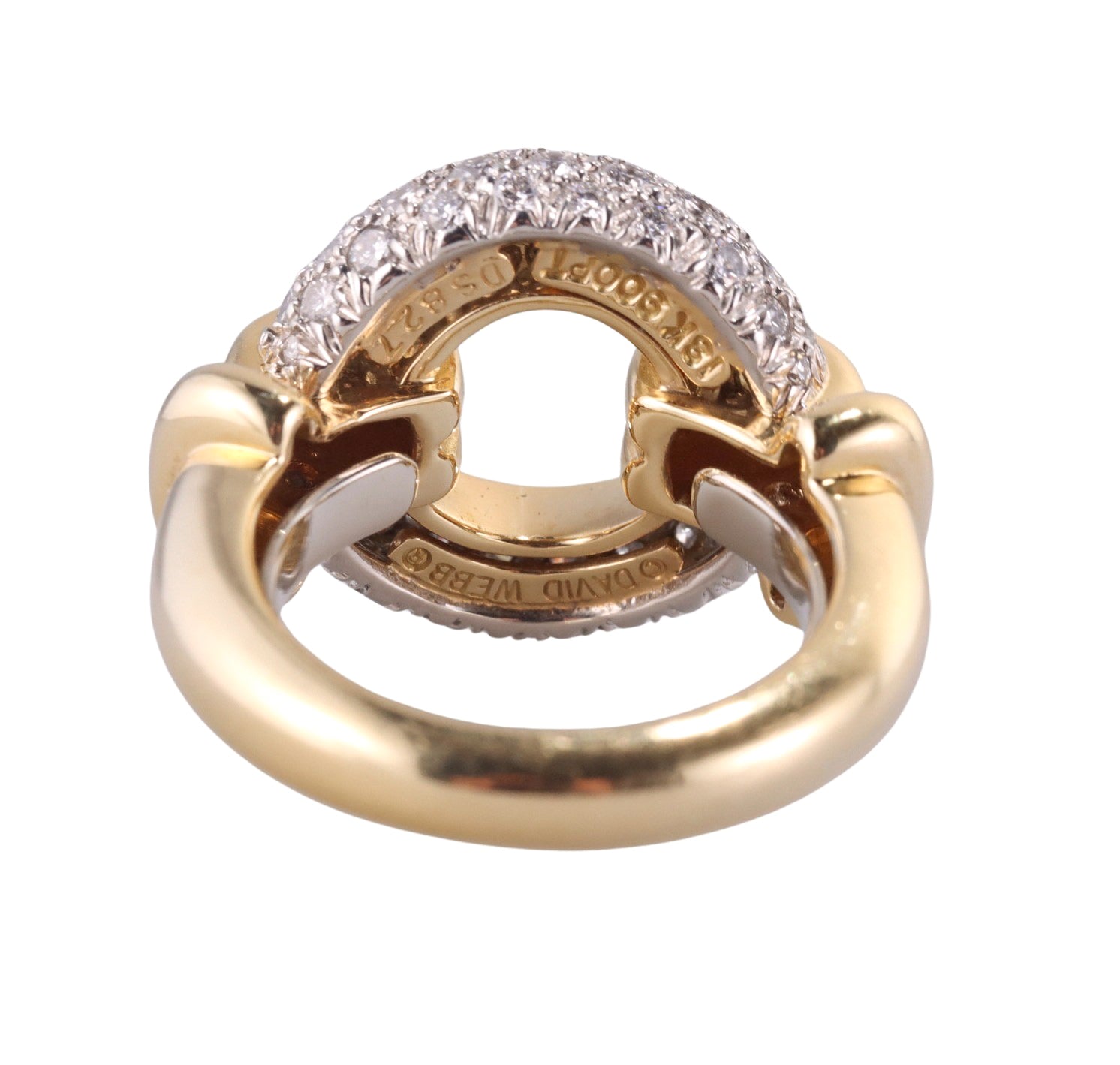 David Webb Gold Platinum Diamond Halo Ring