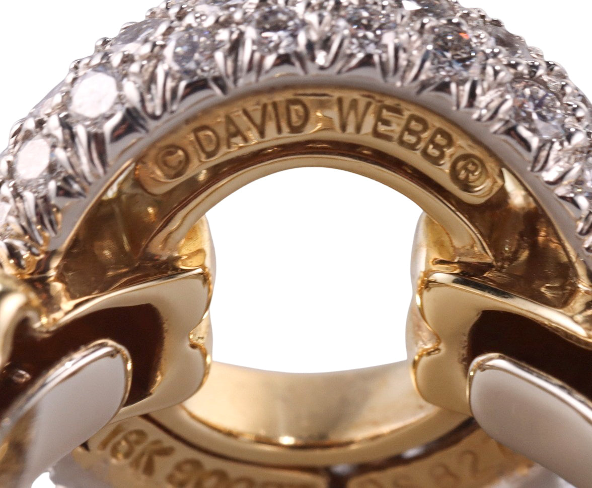 David Webb Gold Platinum Diamond Halo Ring