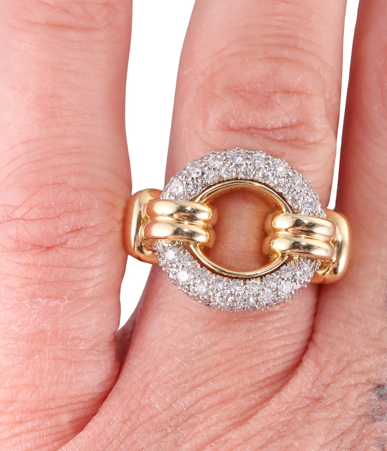 David Webb Gold Platinum Diamond Halo Ring