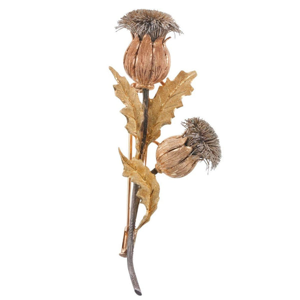 Mario Buccellati Thistle Flower Gold Brooch Pin