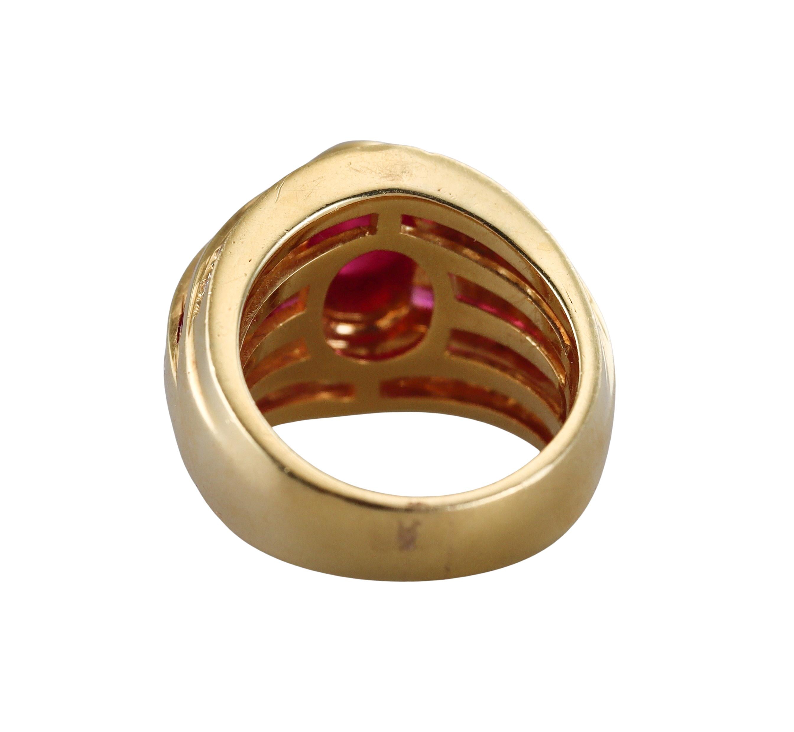 Gold Diamond Cabochon Ruby Cocktail Ring