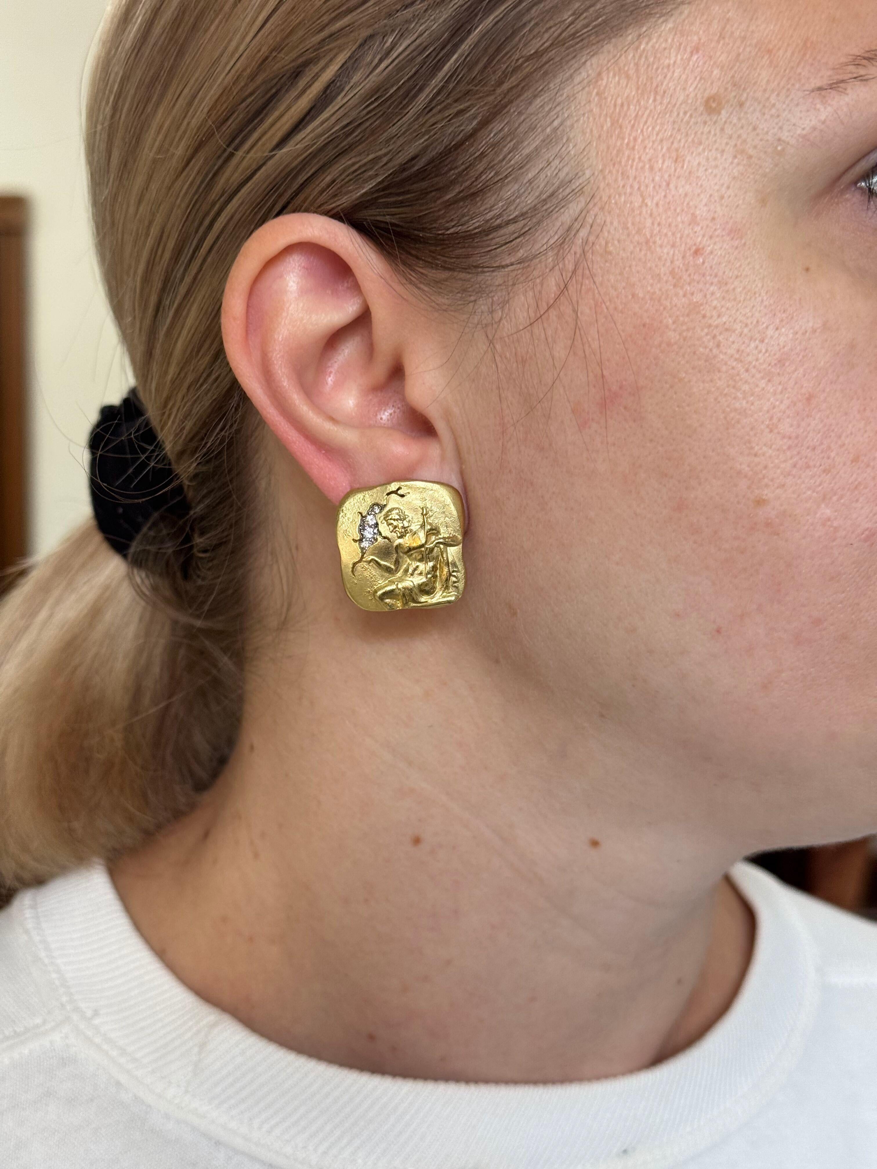 Seidengang Athena Diamond Gold Platinum Earrings