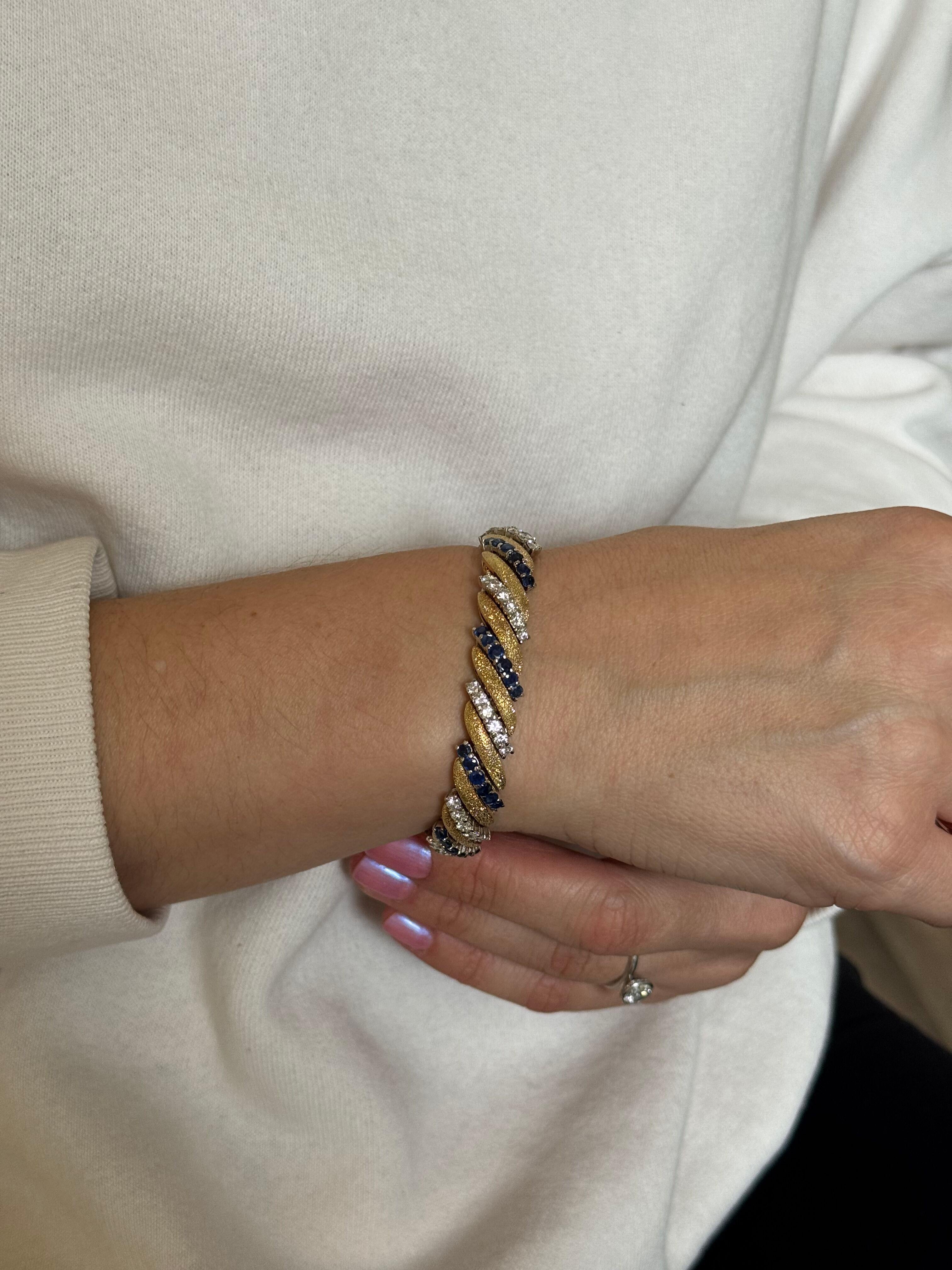 1960s Diamond Sapphire Gold Bracelet