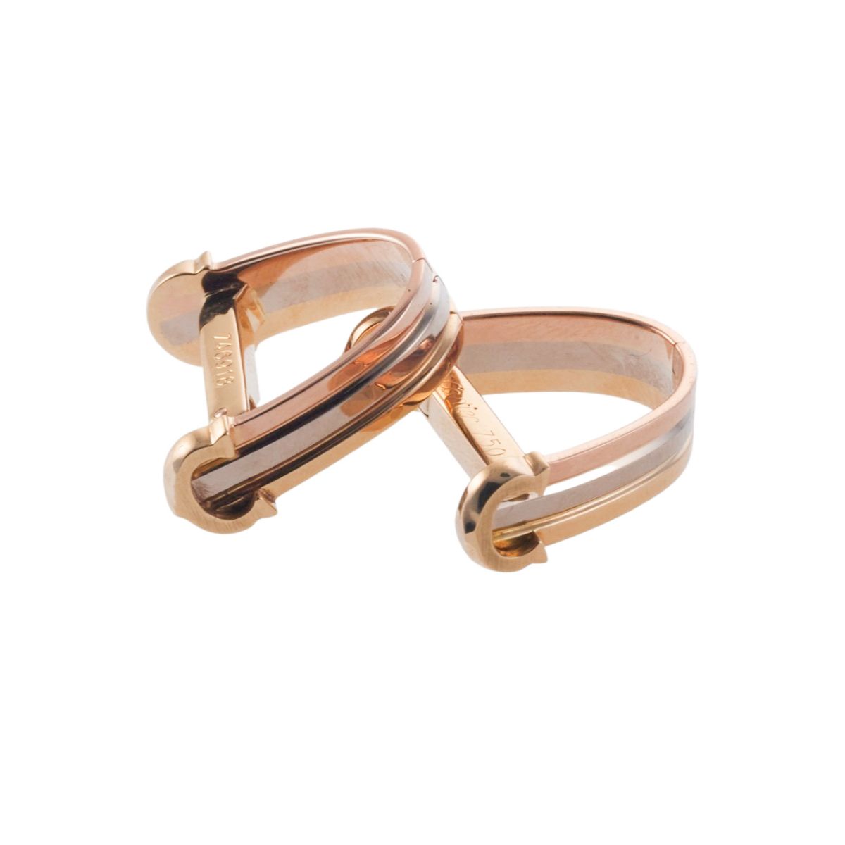 C de Cartier Tri Color Gold Stirrup Cufflinks