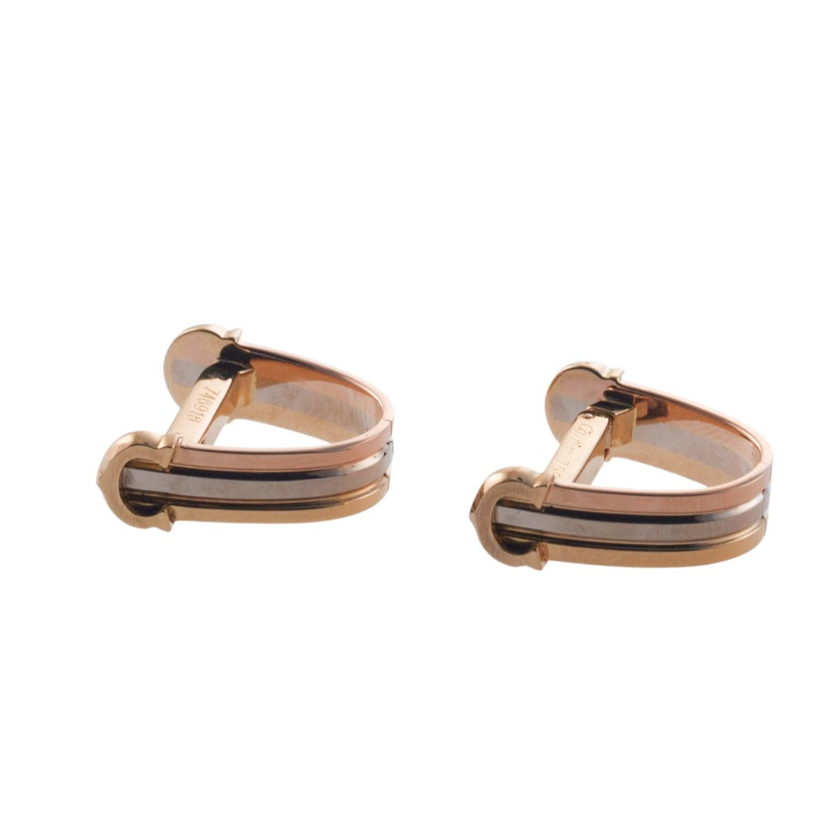 C de Cartier Tri Color Gold Stirrup Cufflinks