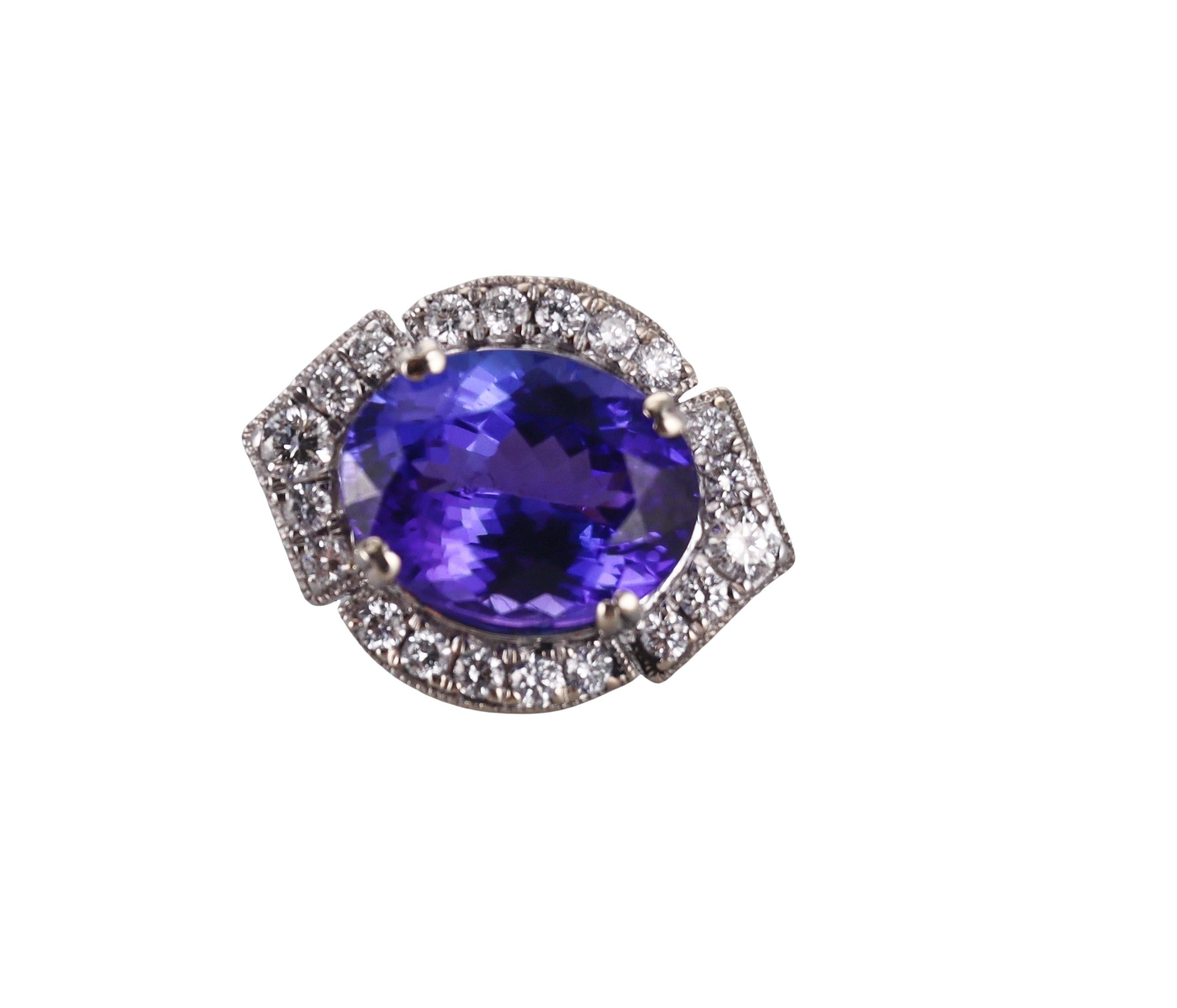 11ctw Tanzanite Diamond Gold Stud Earrings