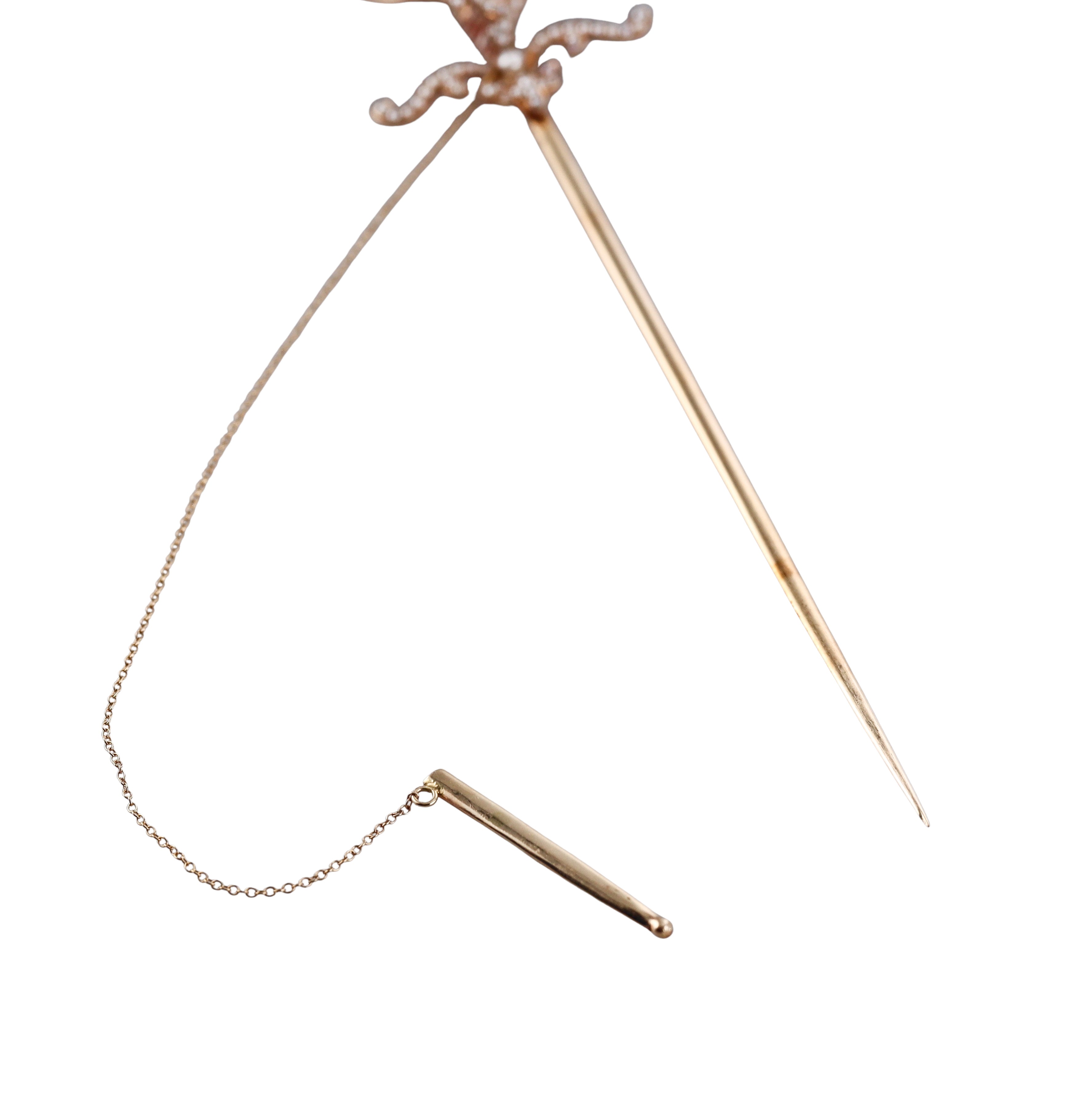 Antique Victorian Gold Seed Pearl Enamel Jabot Sword Pin