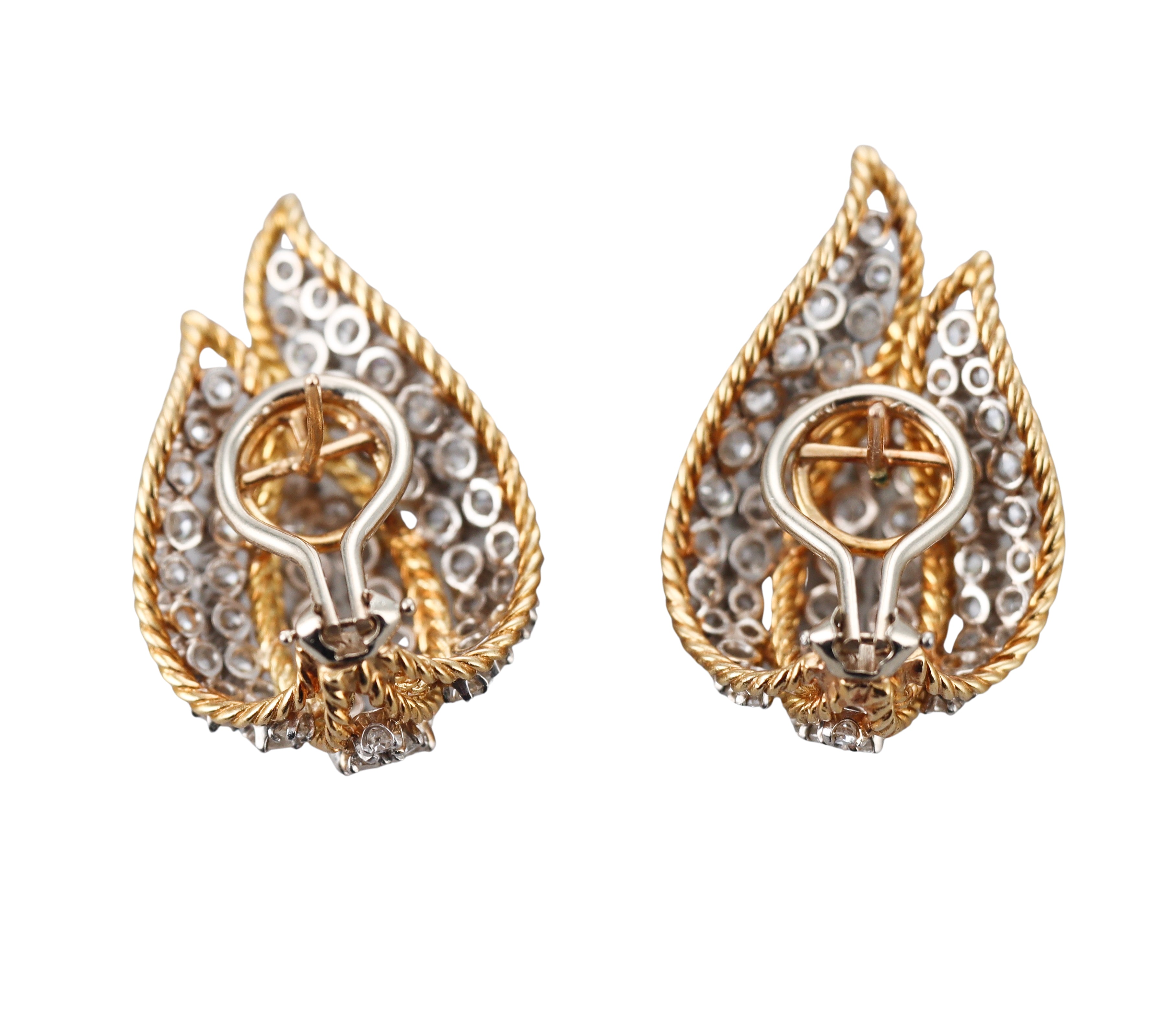 Midcentury 5.70ctw Diamond Yellow Gold Earrings