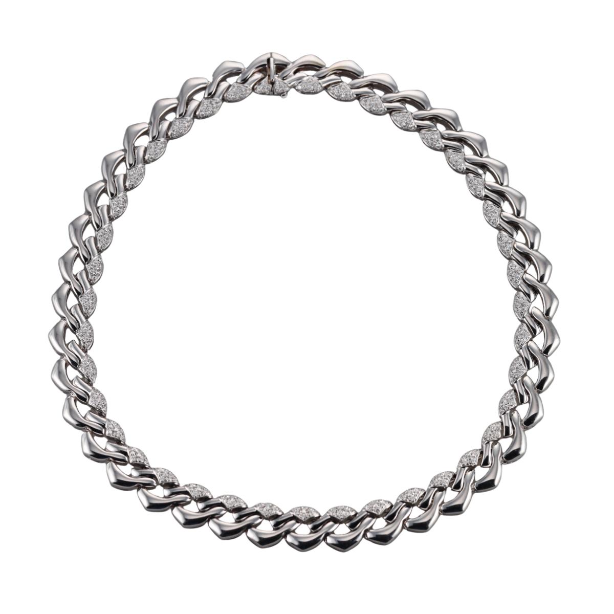 Bulgari Pagoda 5ctw Diamond 18k White Gold Necklace
