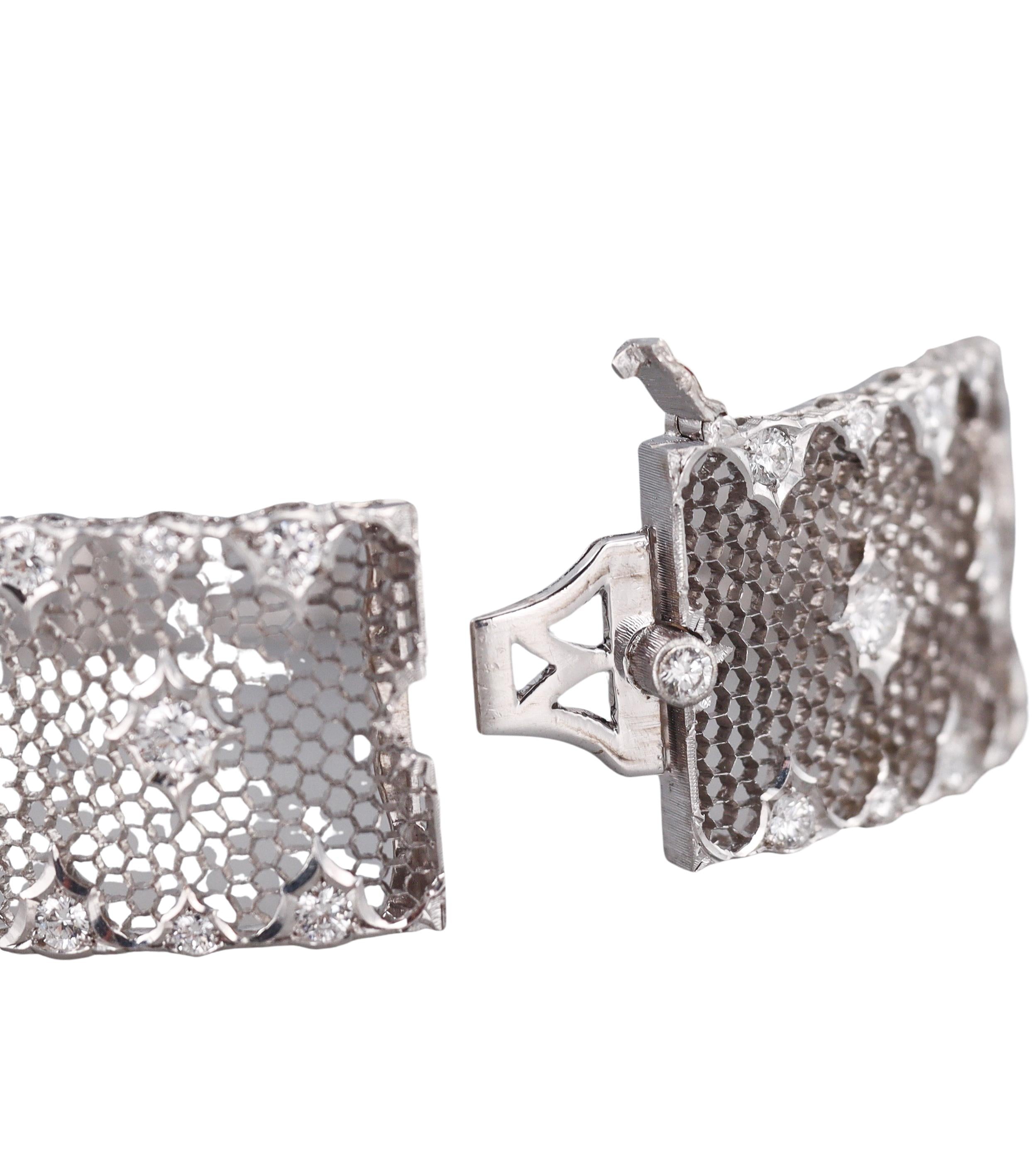 Buccellati Gold Tulle Broccato Diamond Bangle Bracelet