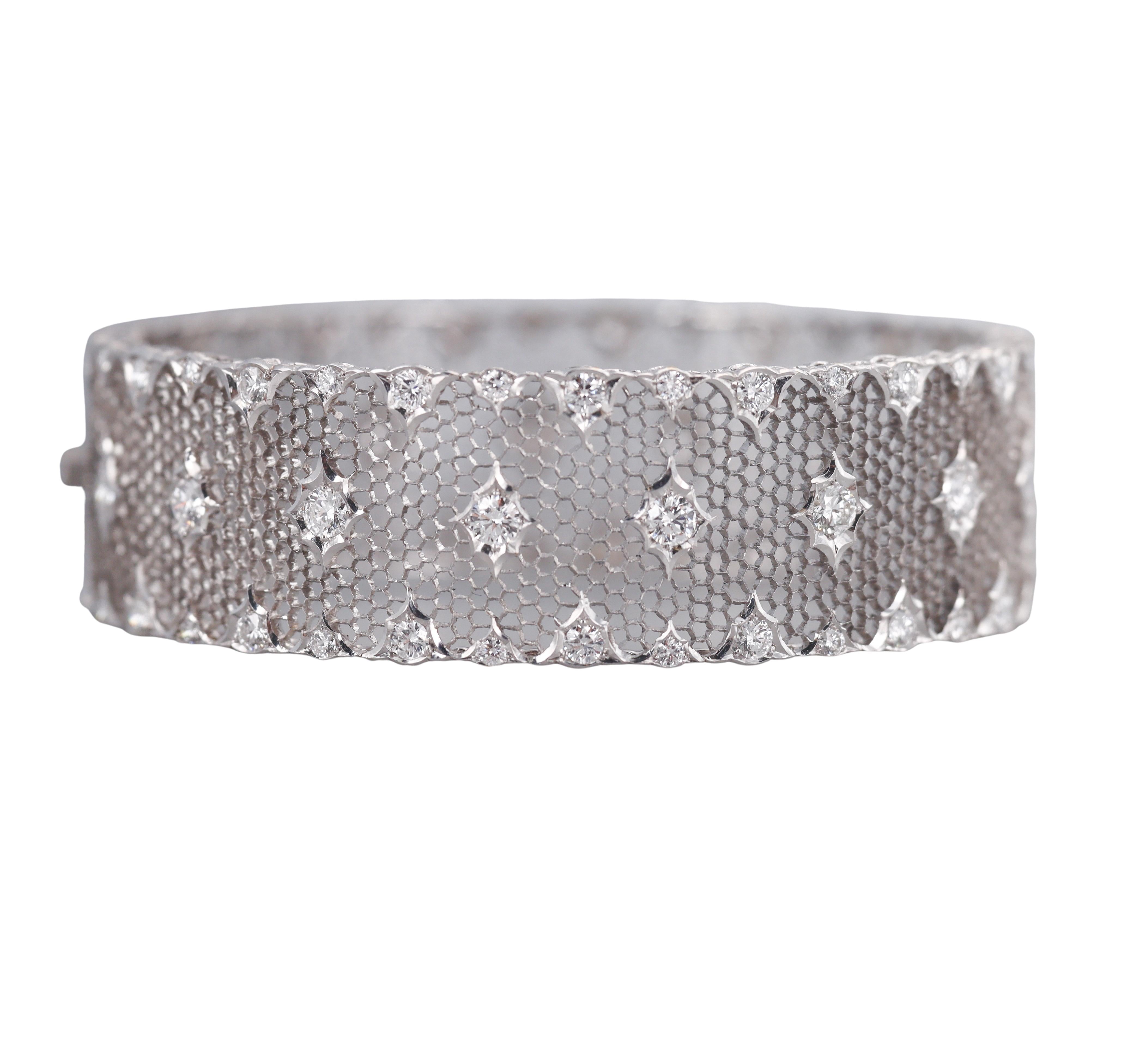 Buccellati Gold Tulle Broccato Diamond Bangle Bracelet