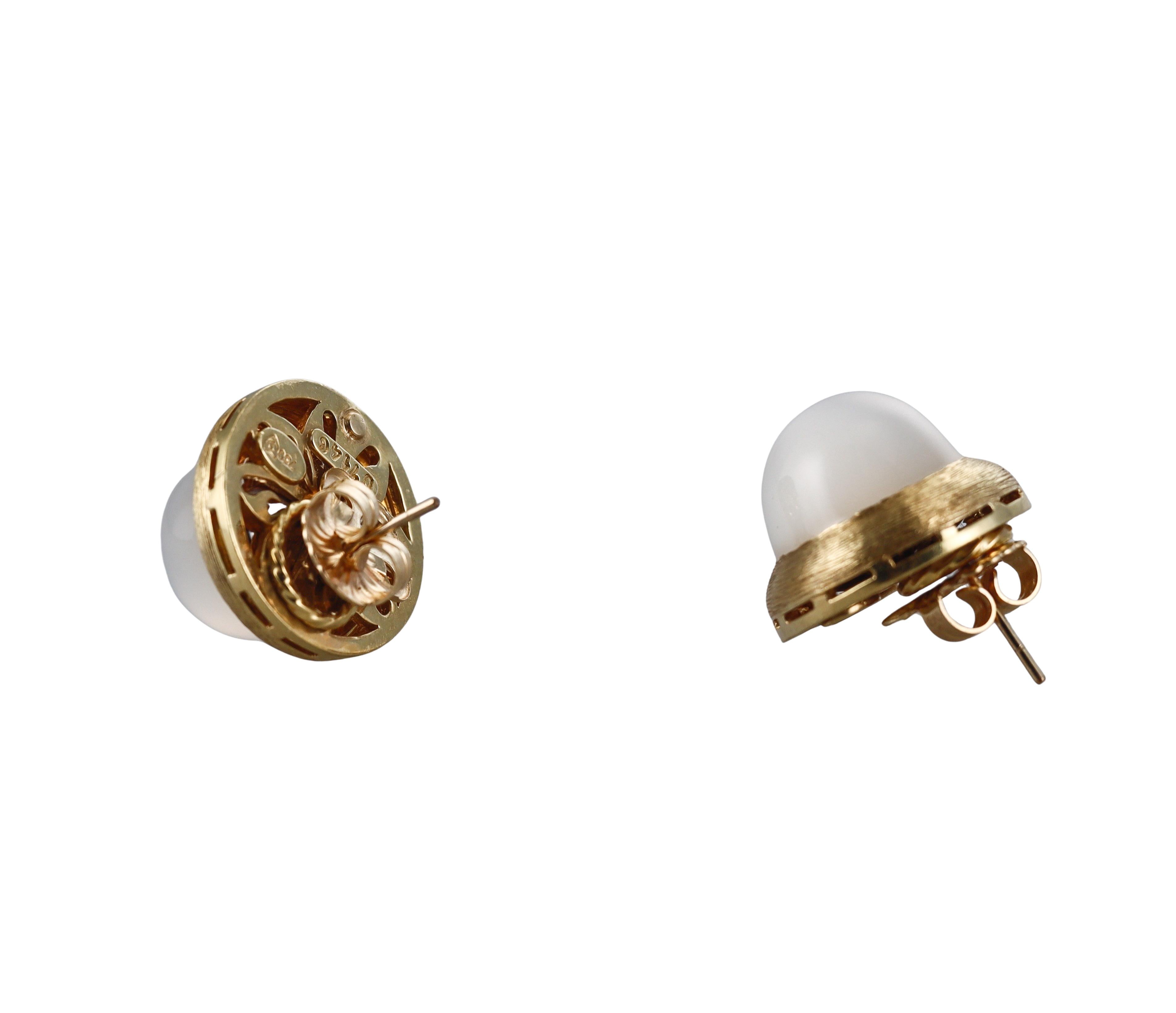 Henry Dunay Gold Platinum Moonstone Earrings