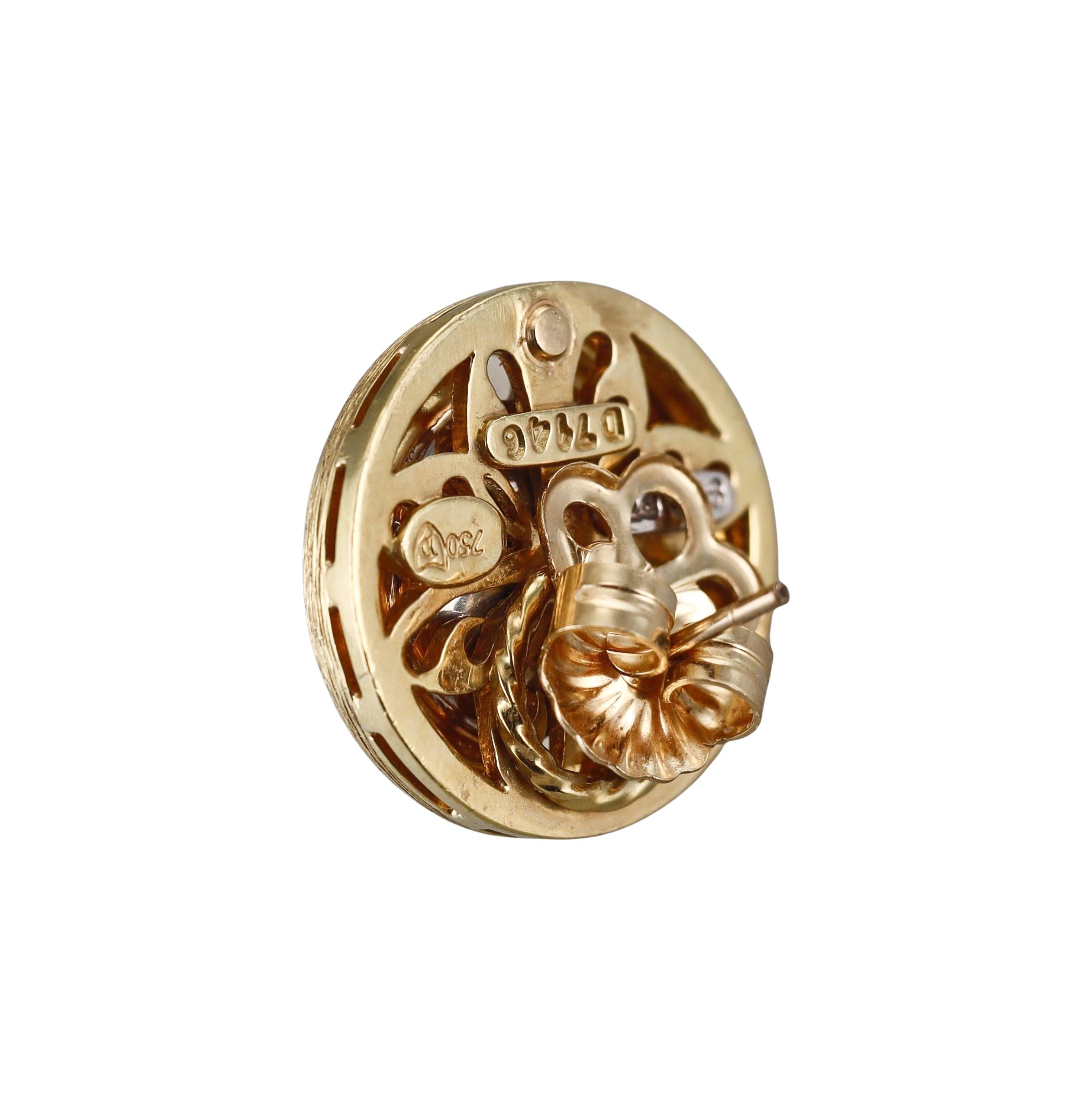 Henry Dunay Gold Platinum Moonstone Earrings