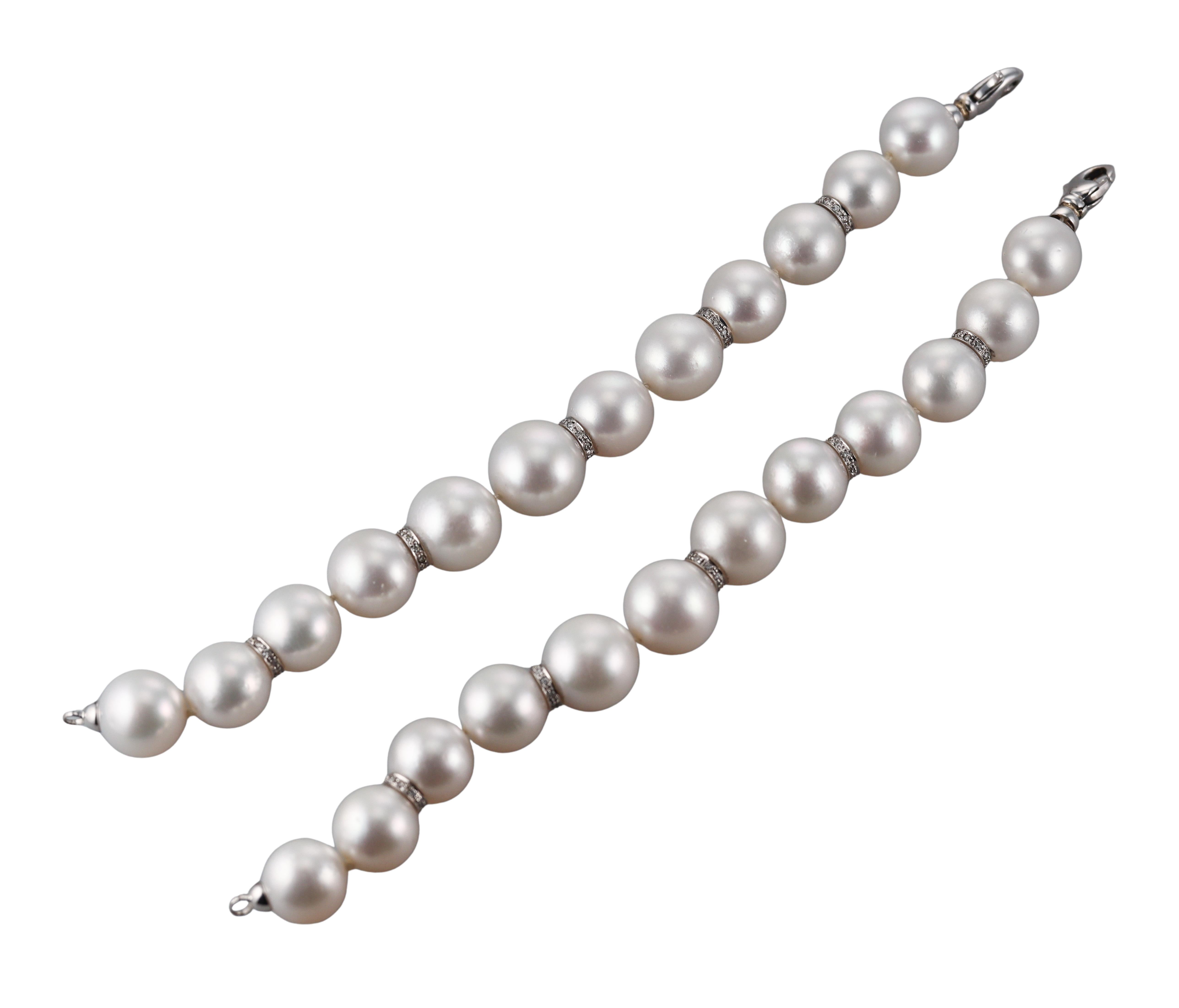 Gold South Sea Pearl Diamond Bracelet Set