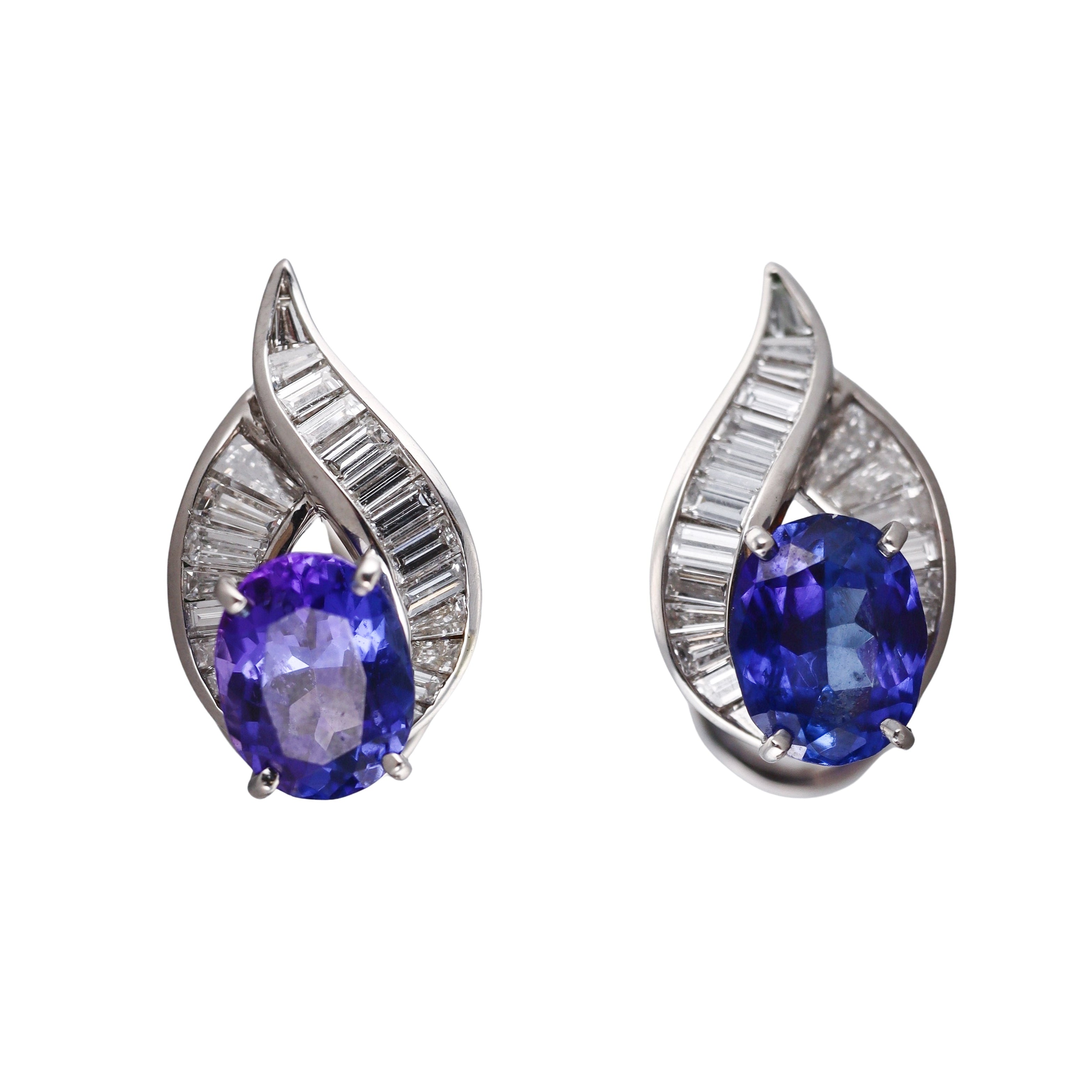 Oscar Heyman Platinum Tanzanite Diamond Earrings
