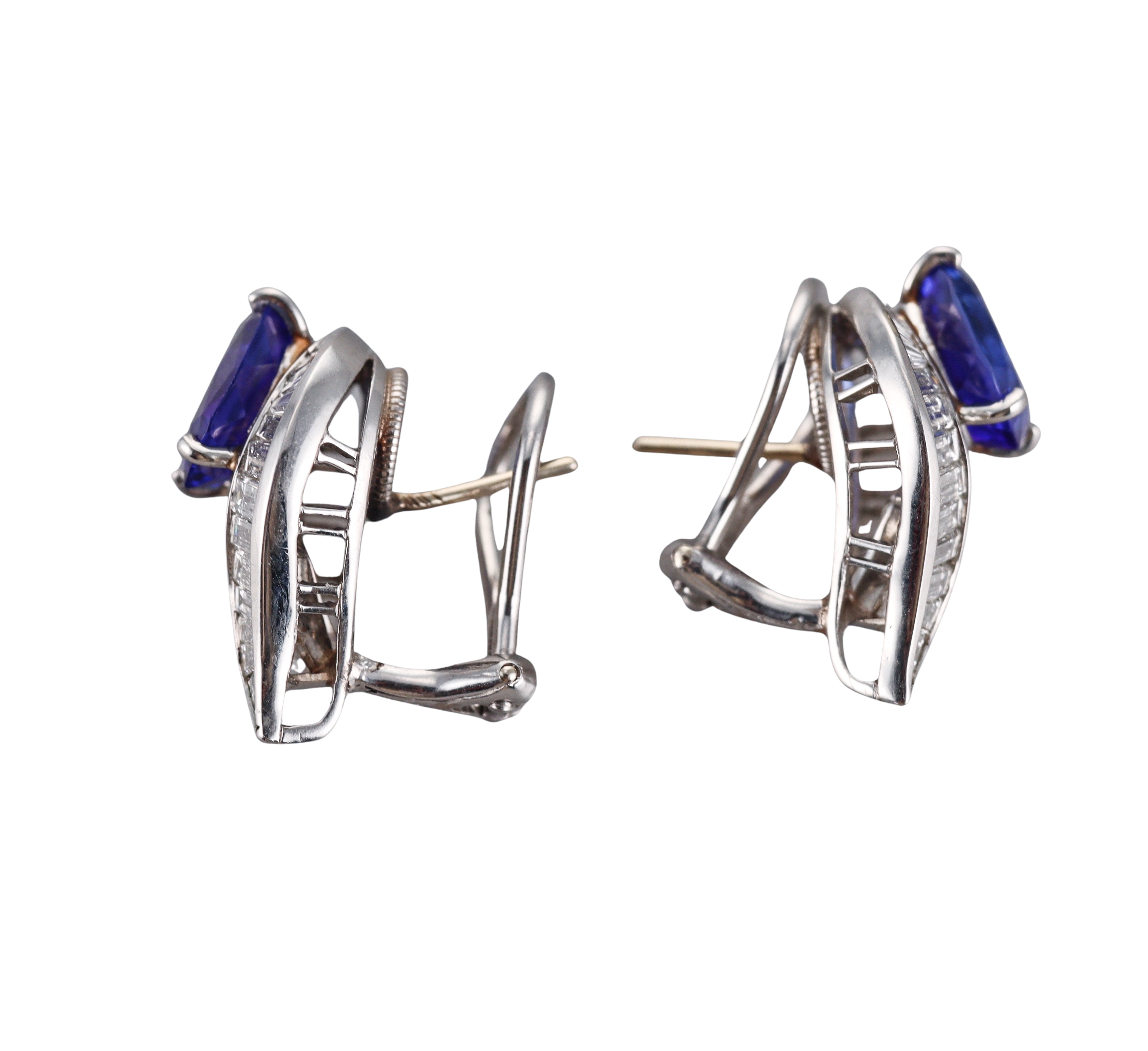 Oscar Heyman Platinum Tanzanite Diamond Earrings