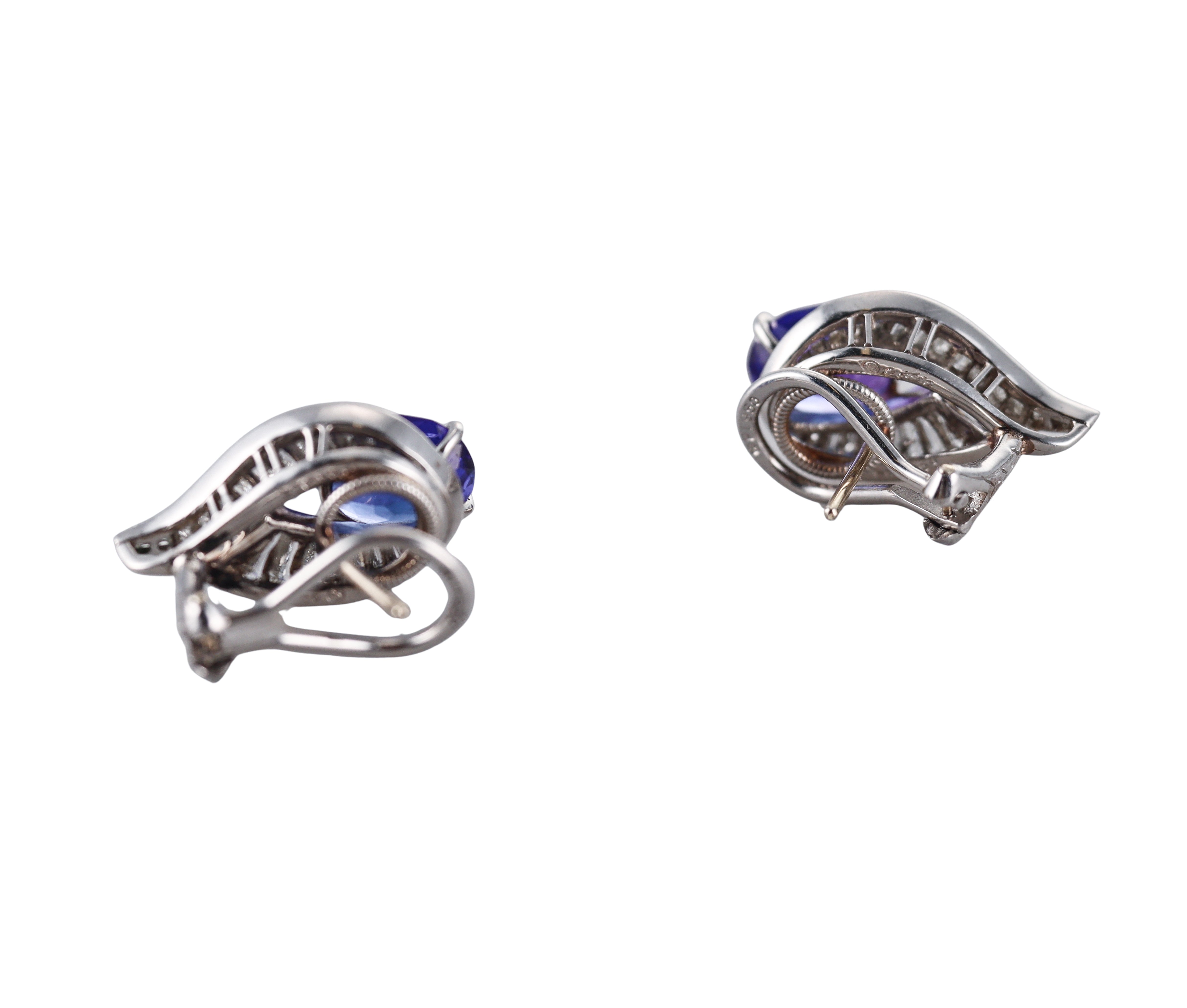Oscar Heyman Platinum Tanzanite Diamond Earrings