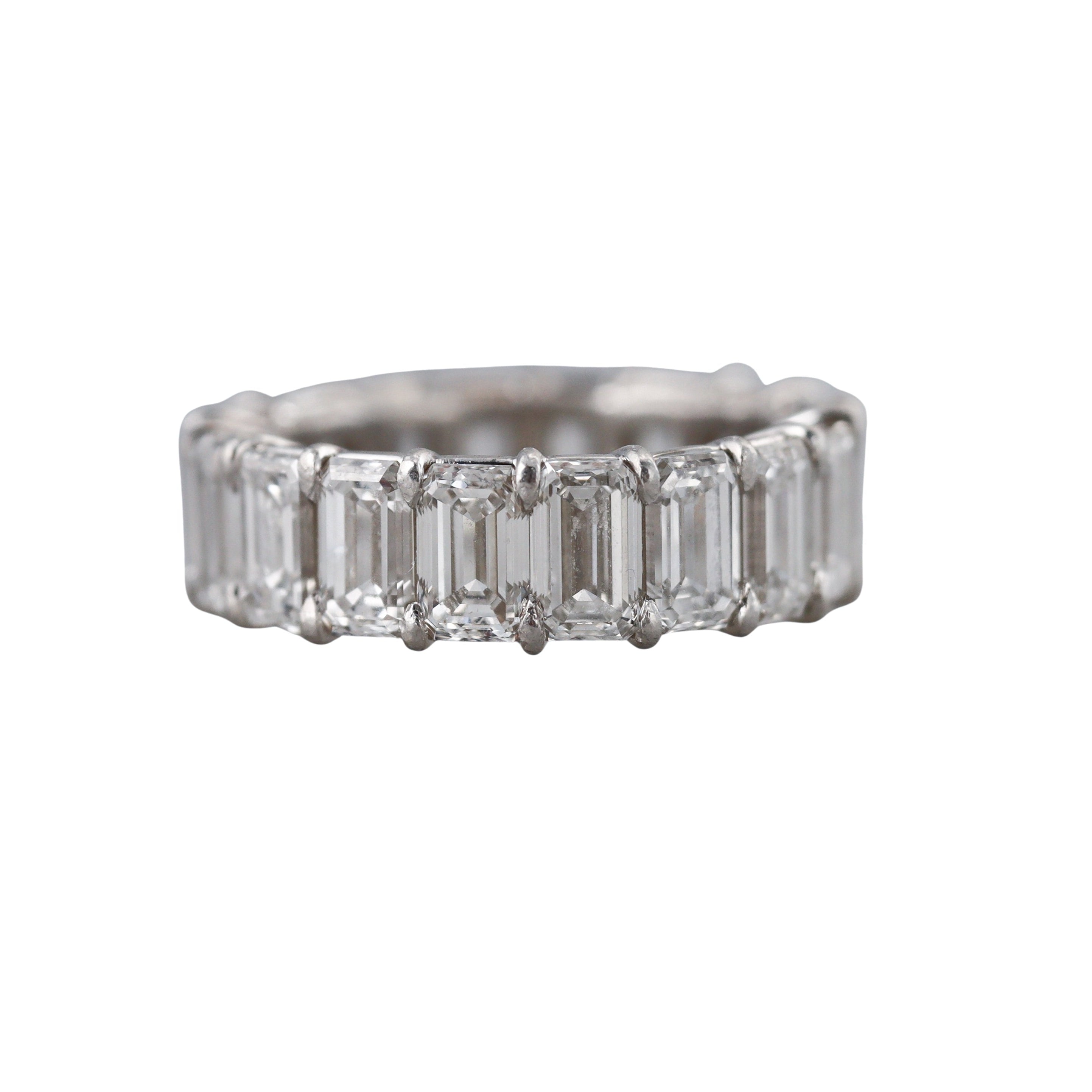 Platinum 8.50ctw Emerald Cut Diamond Eternity Wedding Band Ring