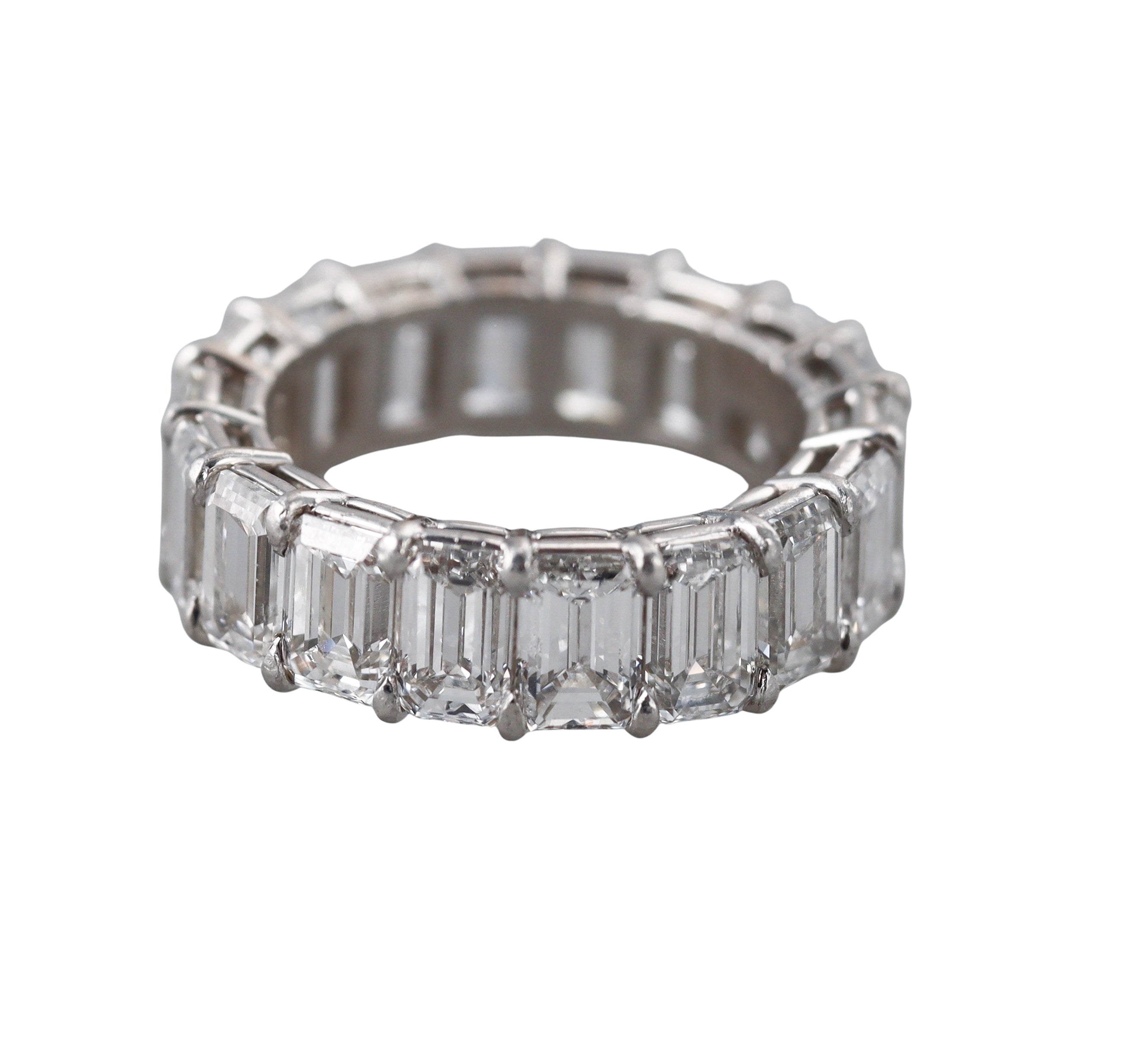 Platinum 8.50ctw Emerald Cut Diamond Eternity Wedding Band Ring