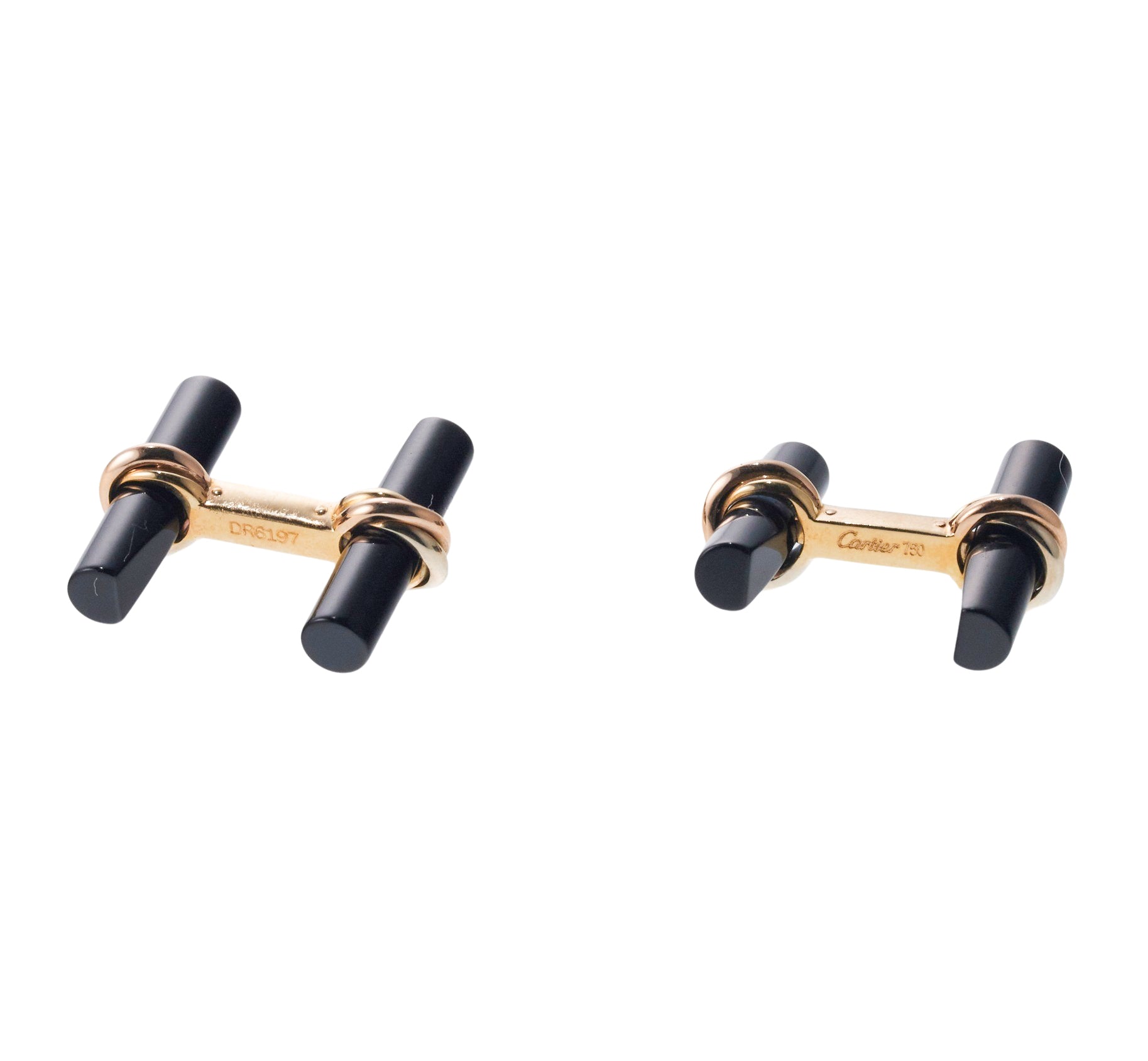 Cartier Trinity Onyx Gold Bar Cufflinks