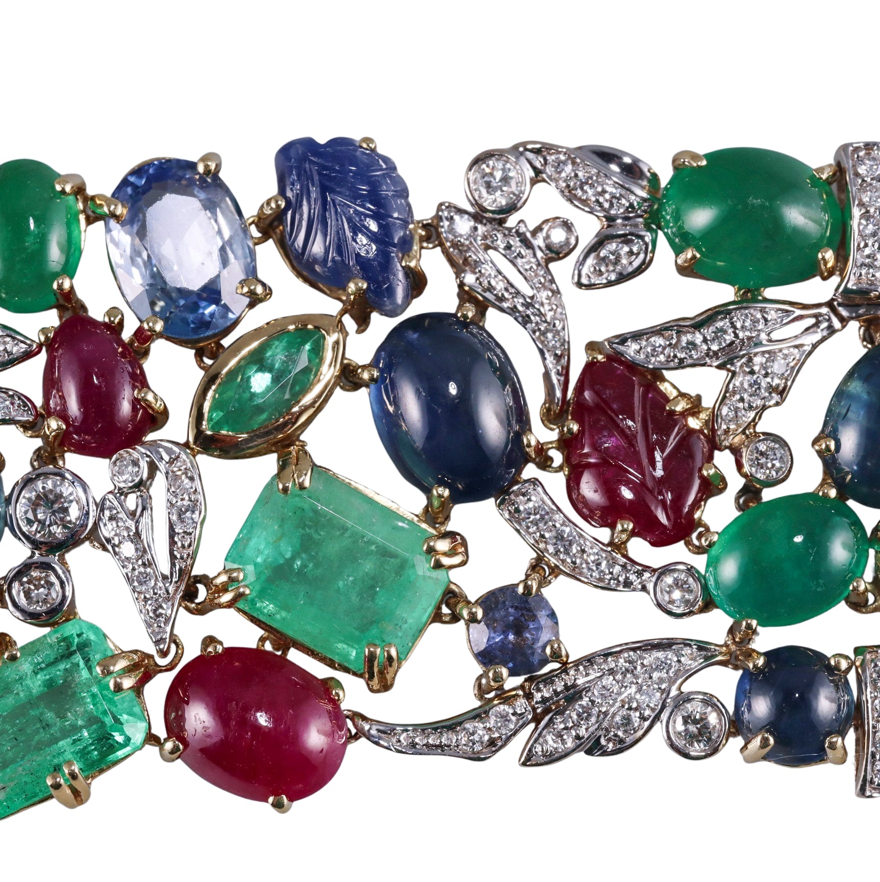 Seaman Schepps Garden Tutti Frutti Diamond Emerald Sapphire Ruby Bracelet